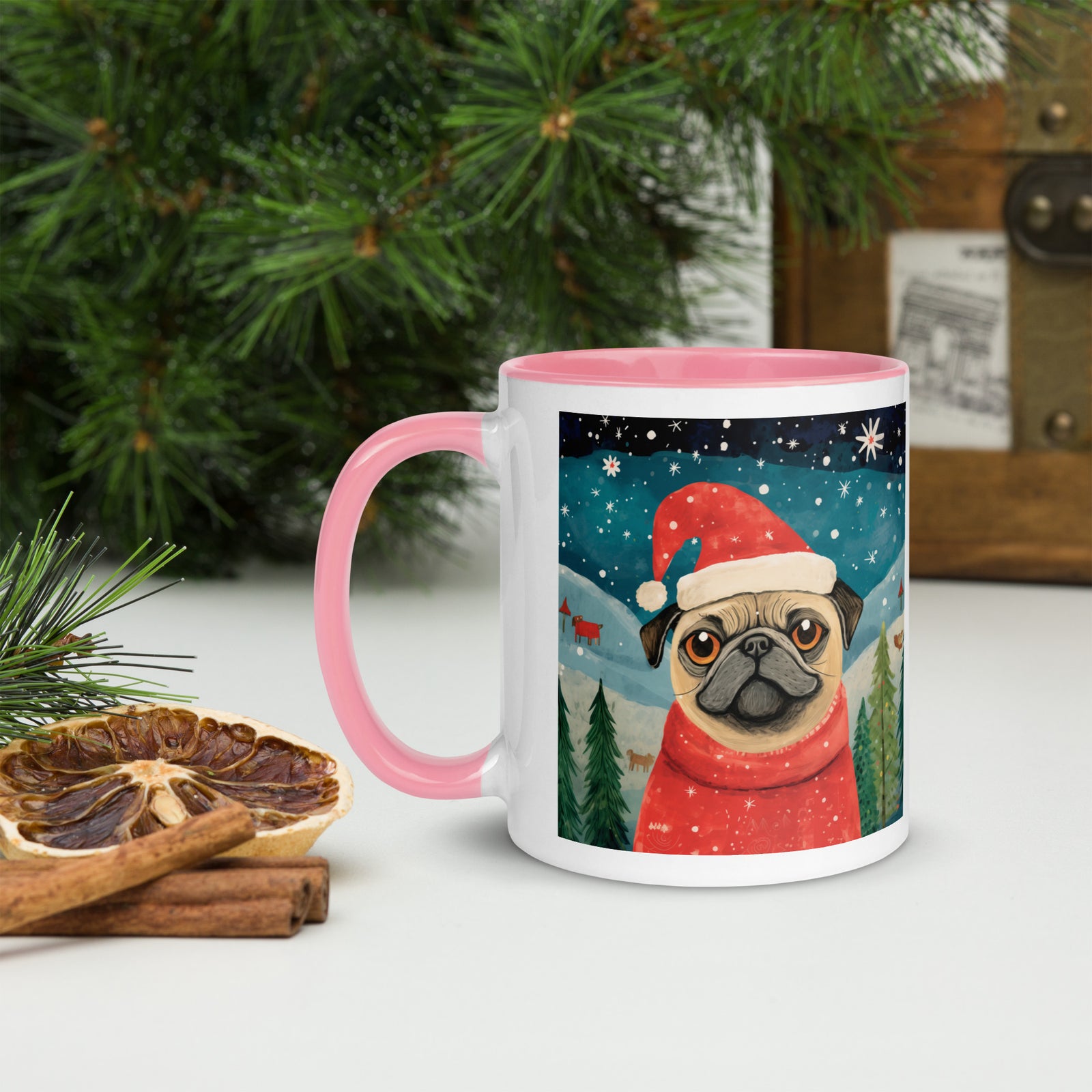 Mug with Color Inside Pug -Merry Woofmas