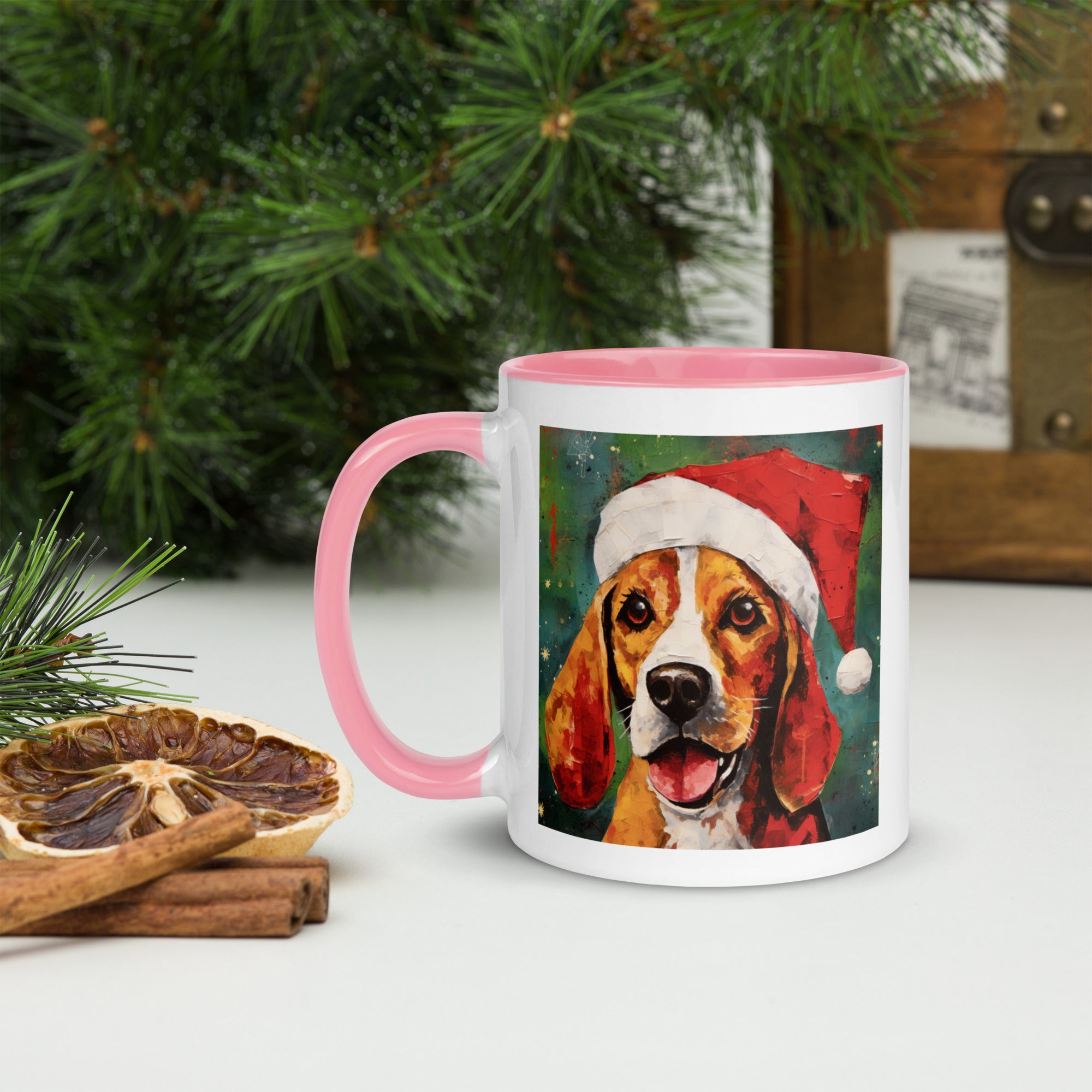 Mug with Color Inside Beagle - Merry Woofmas