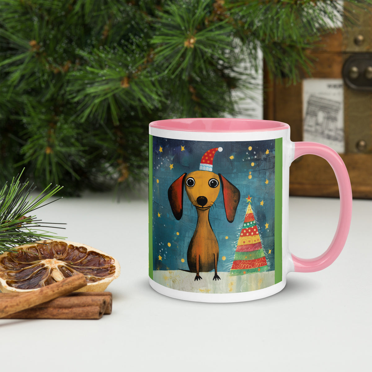 Mug with Color Inside Danchshund - Merry Woofmas