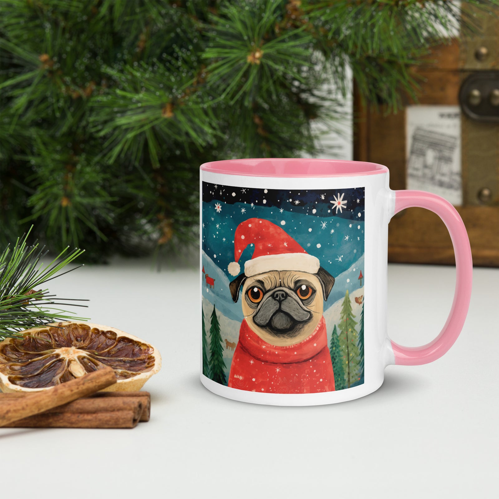 Mug with Color Inside Pug -Merry Woofmas