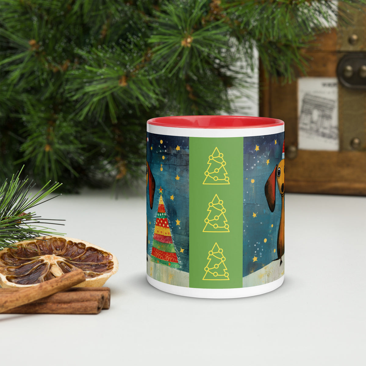 Mug with Color Inside Danchshund - Merry Woofmas