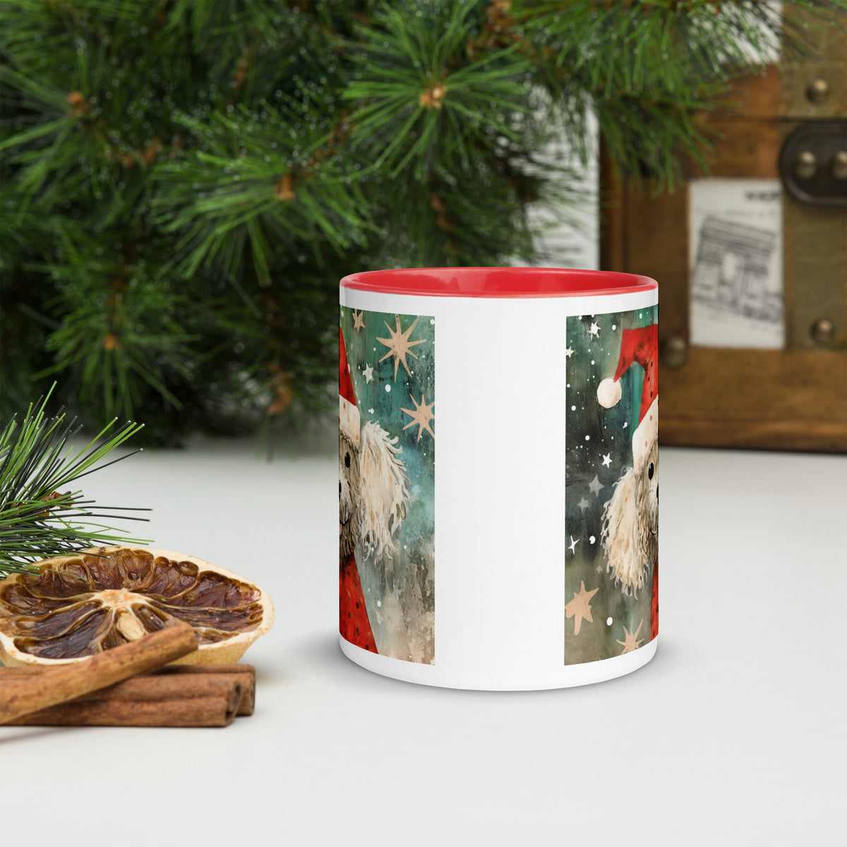 Mug with Color Inside Poodle - Merry Woofmas