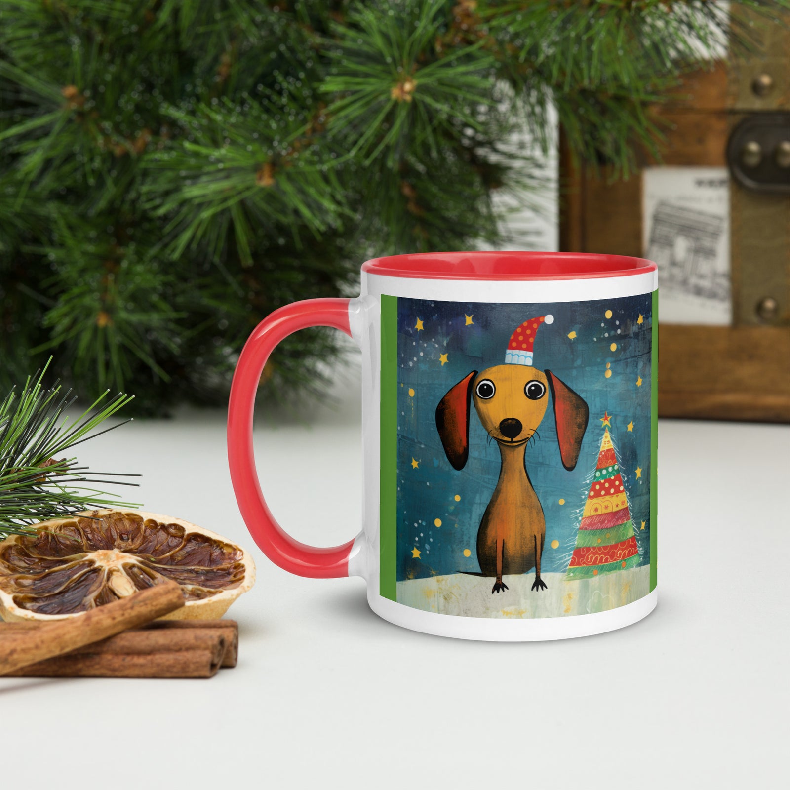 Mug with Color Inside Danchshund - Merry Woofmas