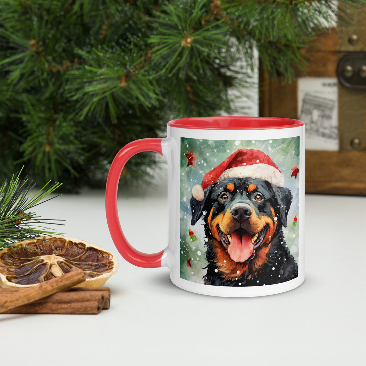 Mug with Color Inside Rottweiler - Merry Woofmas