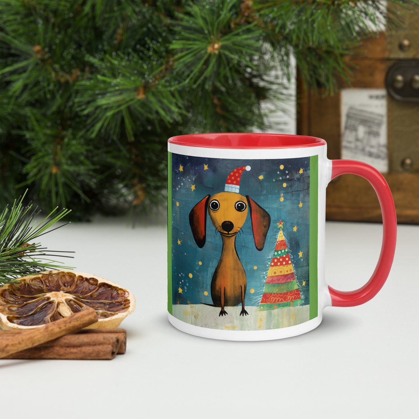 Mug with Color Inside Danchshund - Merry Woofmas