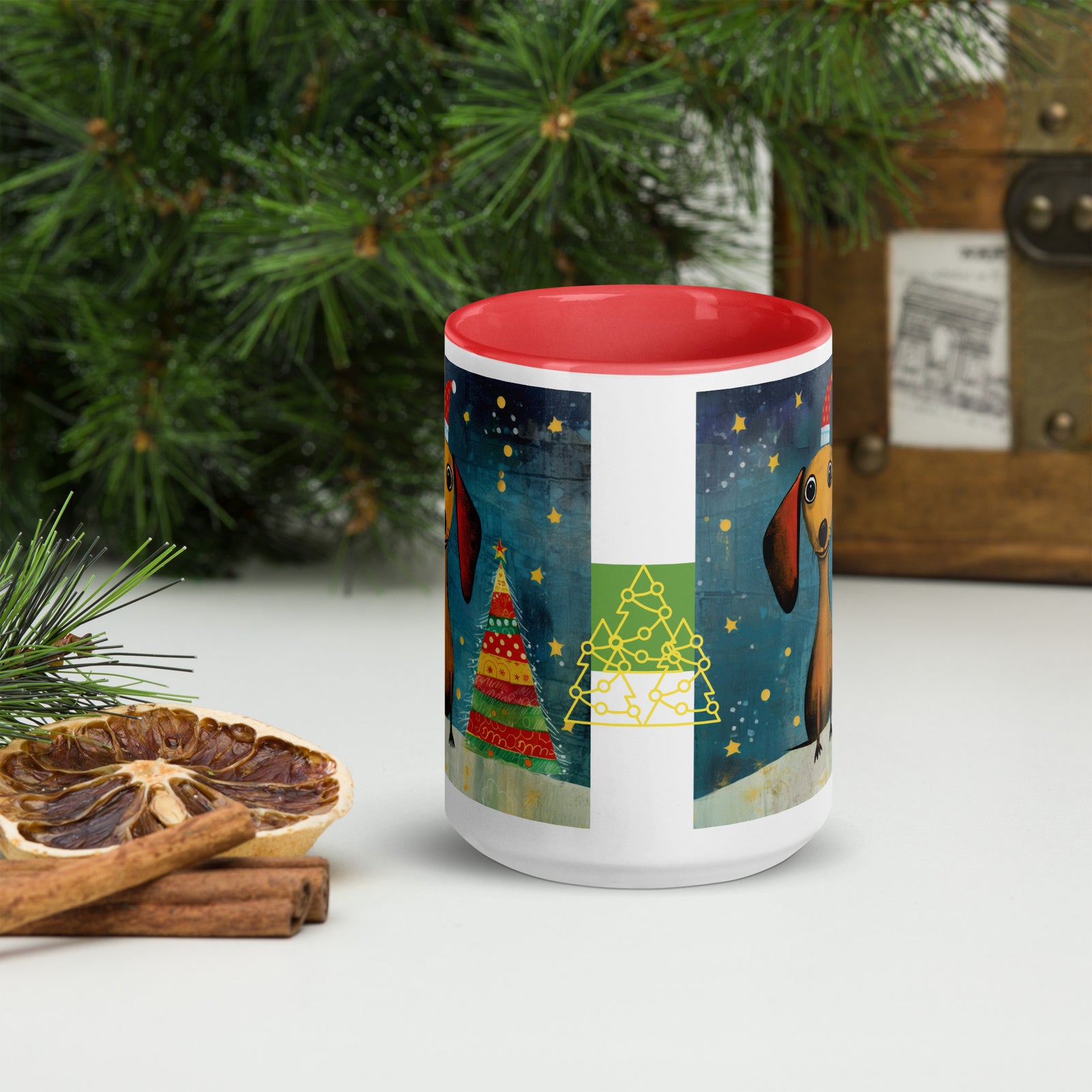 Mug with Color Inside Danchshund - Merry Woofmas