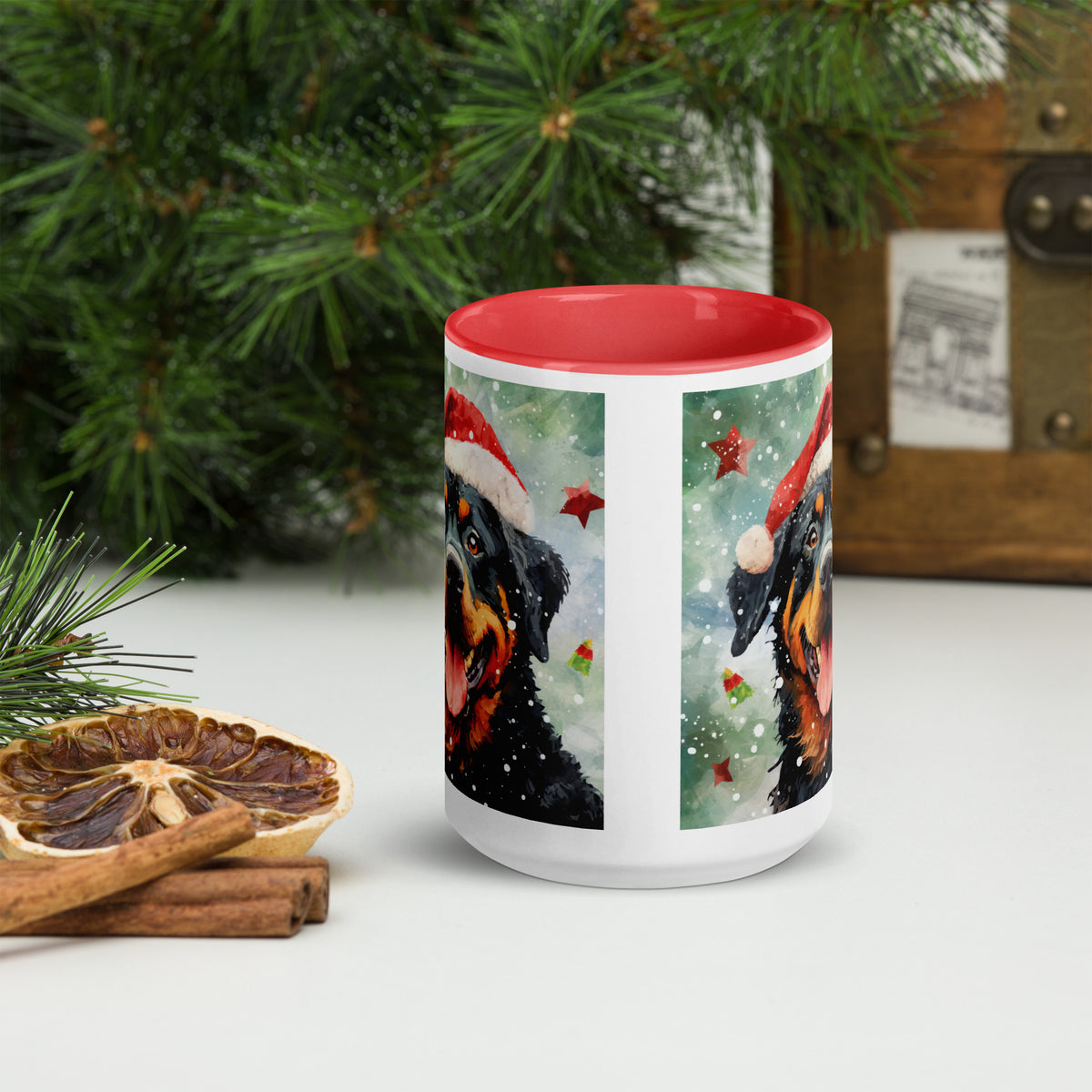 Mug with Color Inside Rottweiler - Merry Woofmas