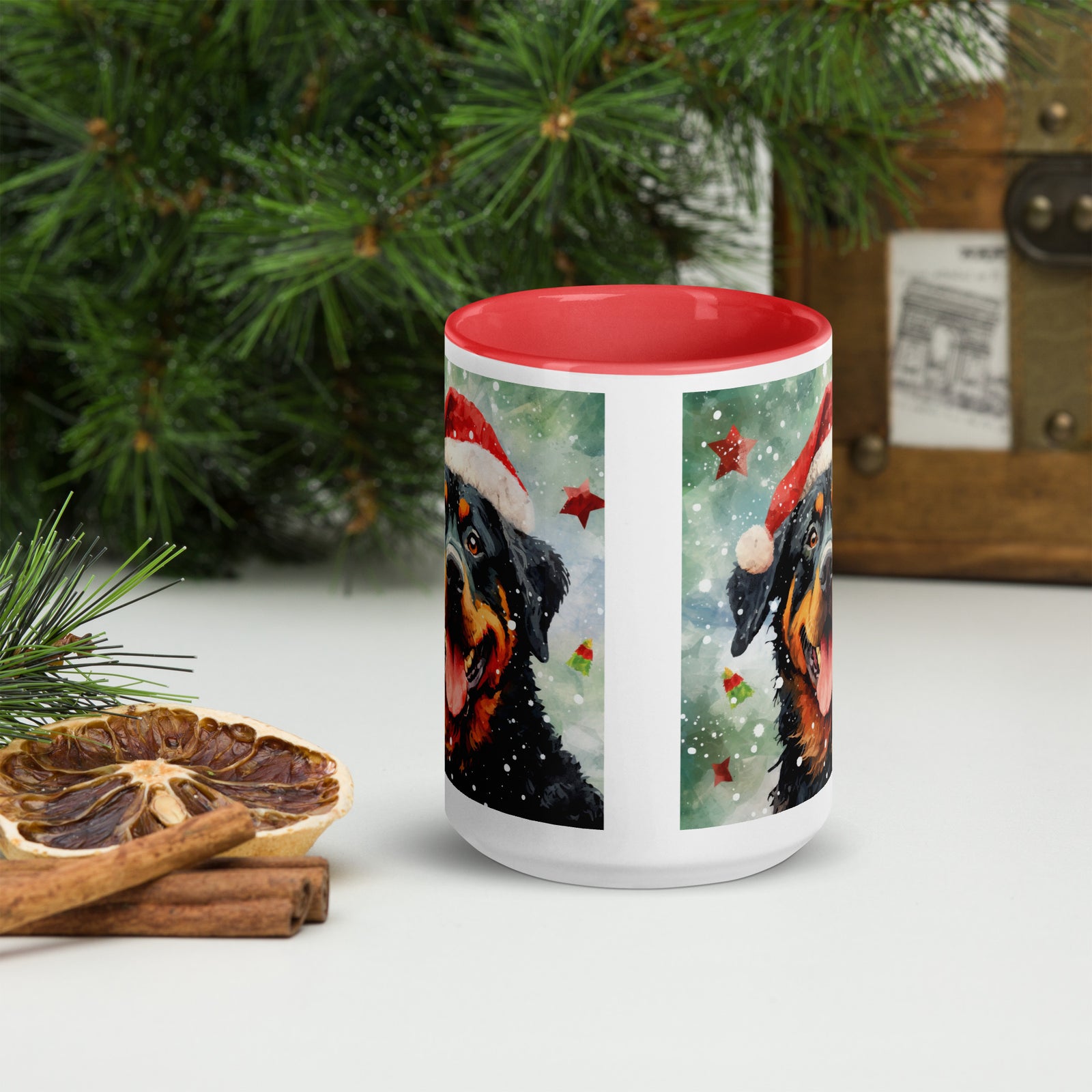 Mug with Color Inside Rottweiler - Merry Woofmas