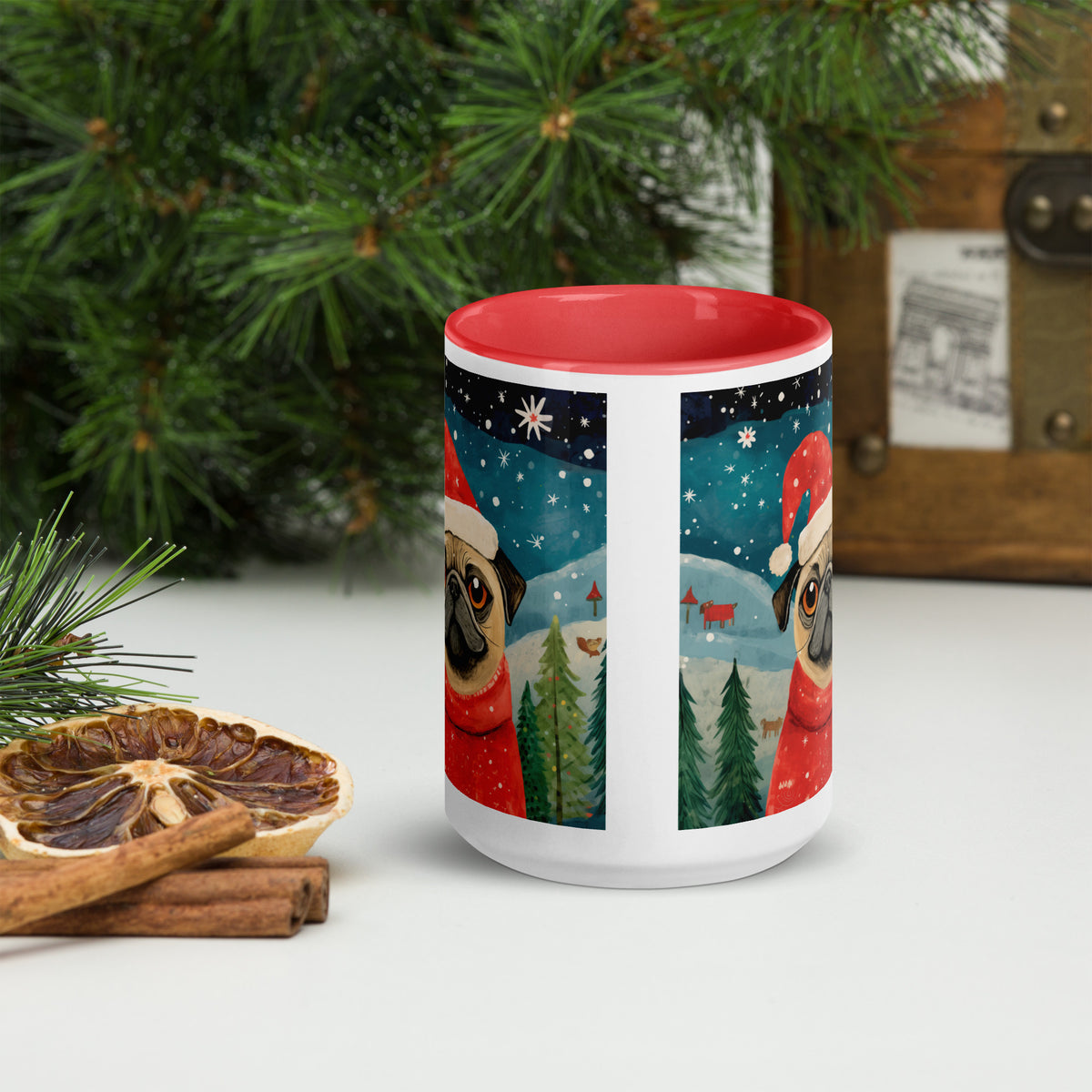 Mug with Color Inside Pug -Merry Woofmas