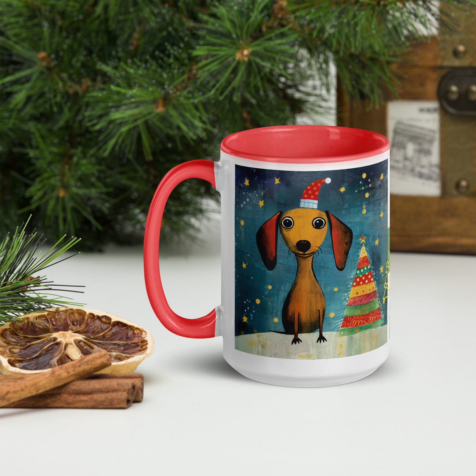 Mug with Color Inside Danchshund - Merry Woofmas