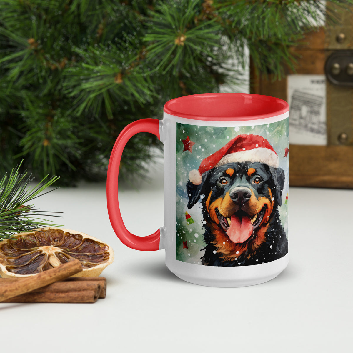 Mug with Color Inside Rottweiler - Merry Woofmas