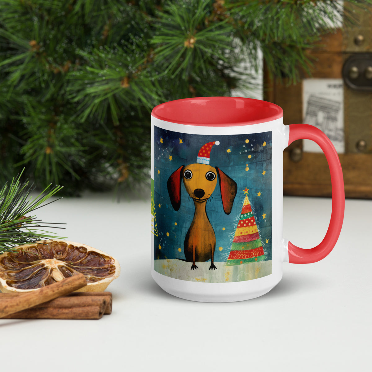 Mug with Color Inside Danchshund - Merry Woofmas
