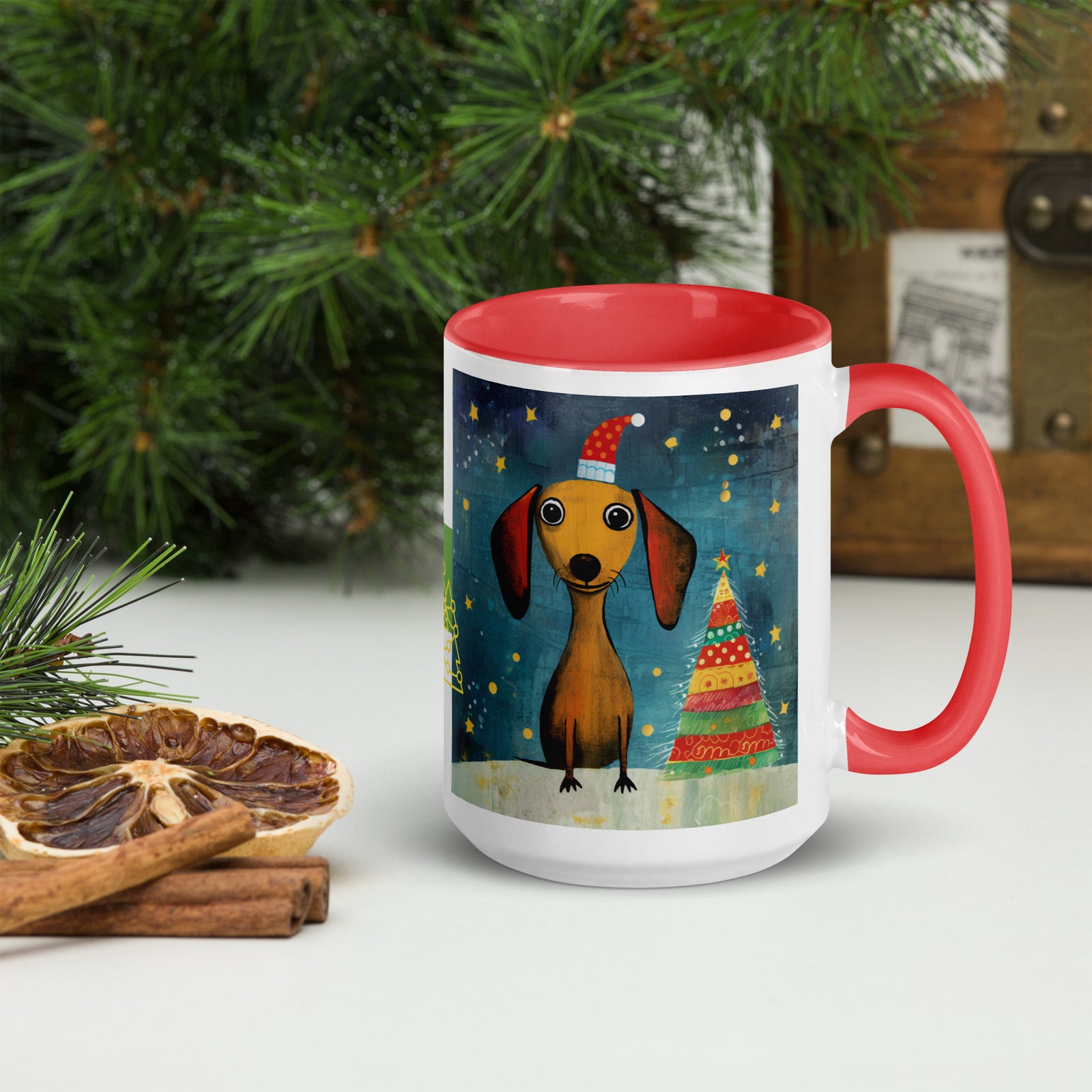 Mug with Color Inside Danchshund - Merry Woofmas