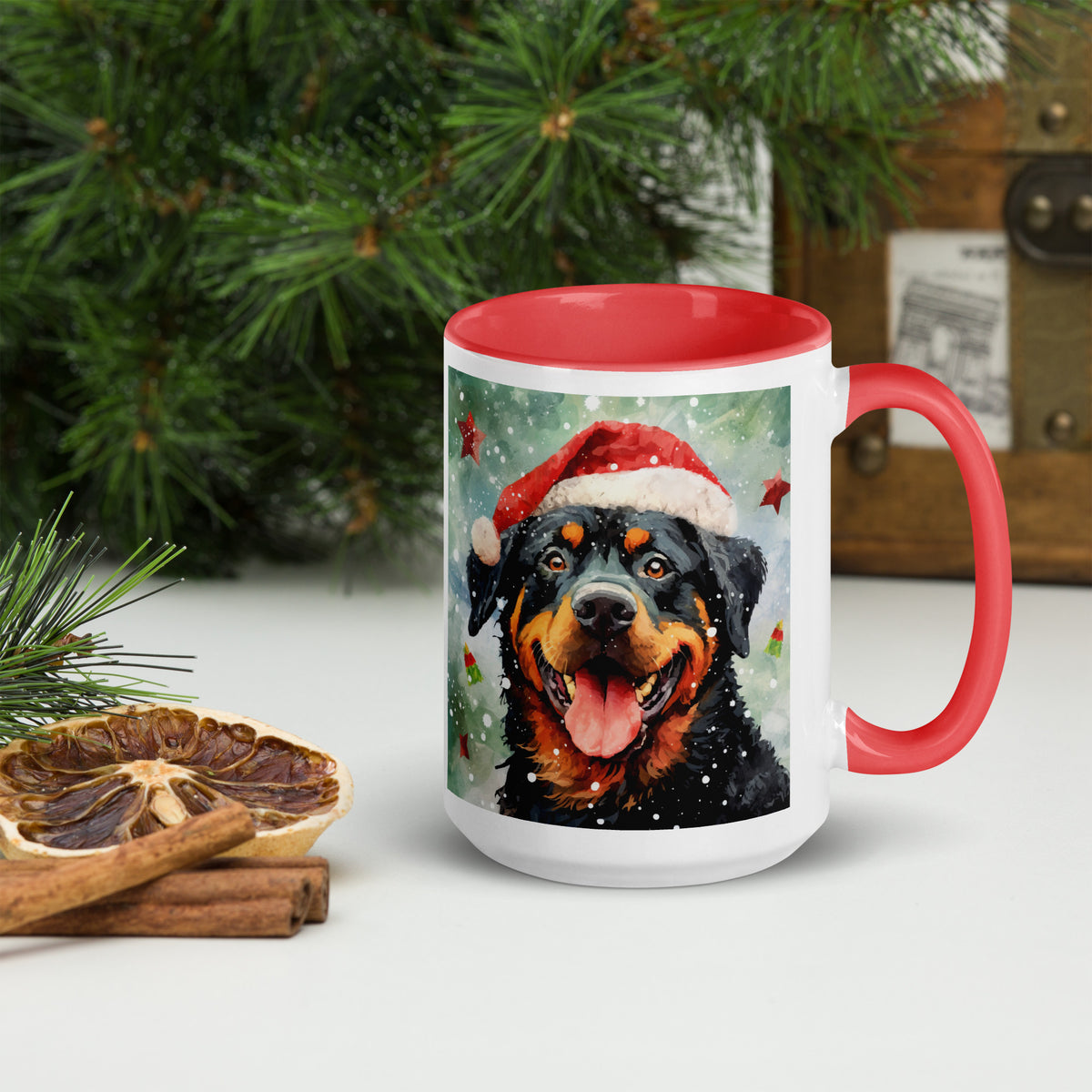 Mug with Color Inside Rottweiler - Merry Woofmas