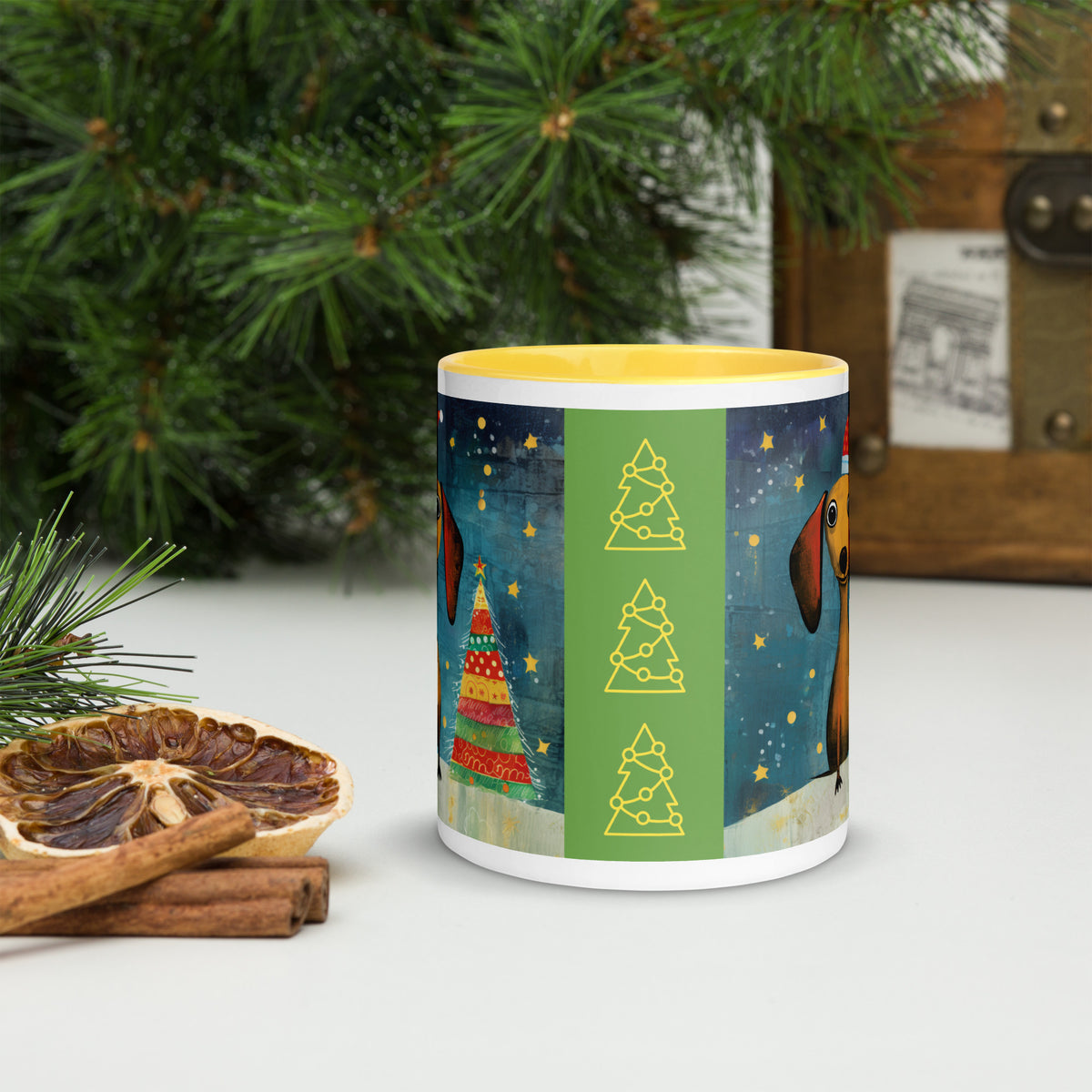 Mug with Color Inside Danchshund - Merry Woofmas