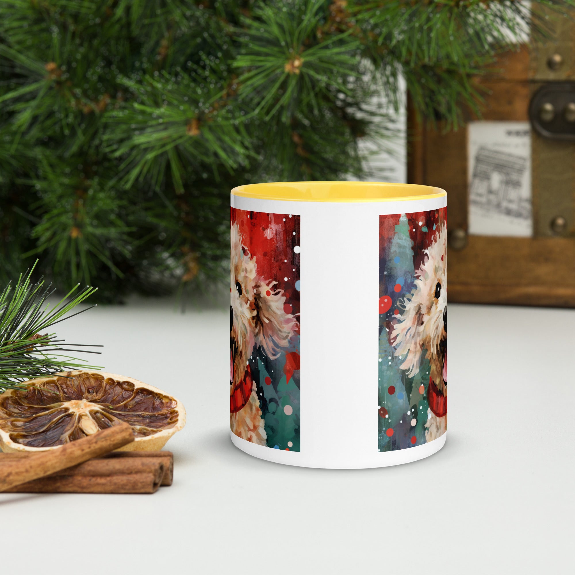 Mug with Color Inside Poodle - Merry Woofmas