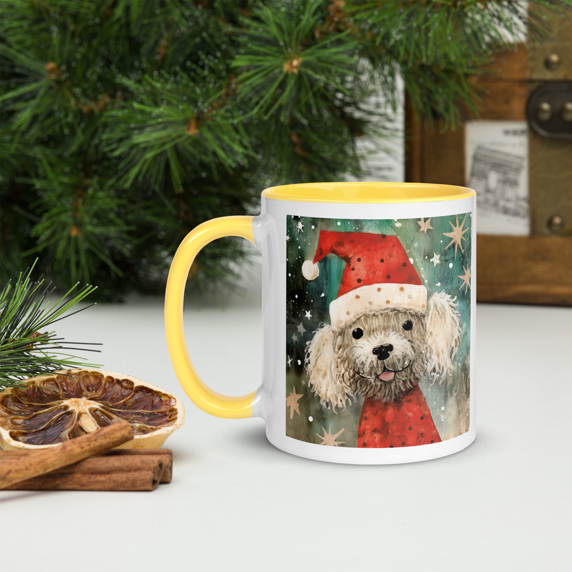 Mug with Color Inside Poodle - Merry Woofmas