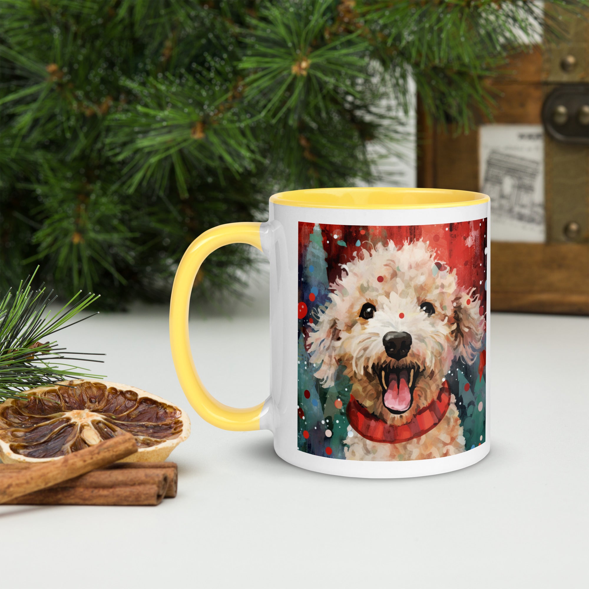 Mug with Color Inside Poodle - Merry Woofmas