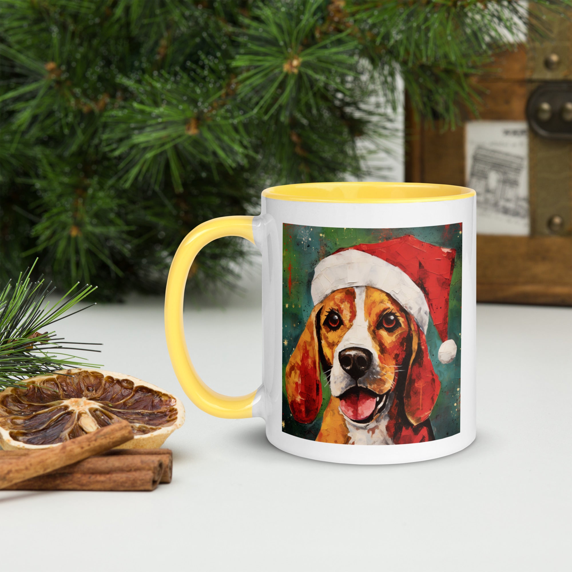 Mug with Color Inside Beagle - Merry Woofmas