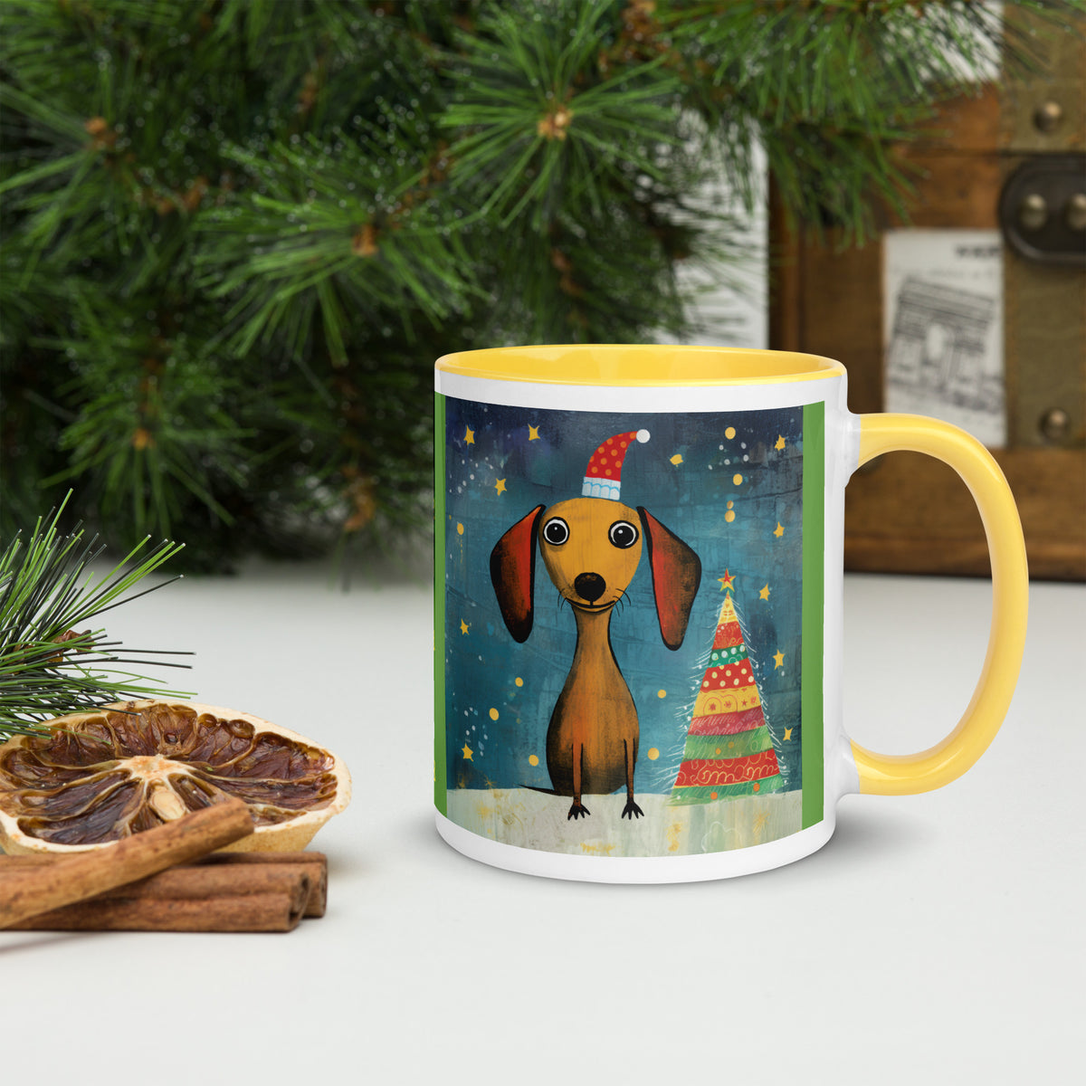 Mug with Color Inside Danchshund - Merry Woofmas