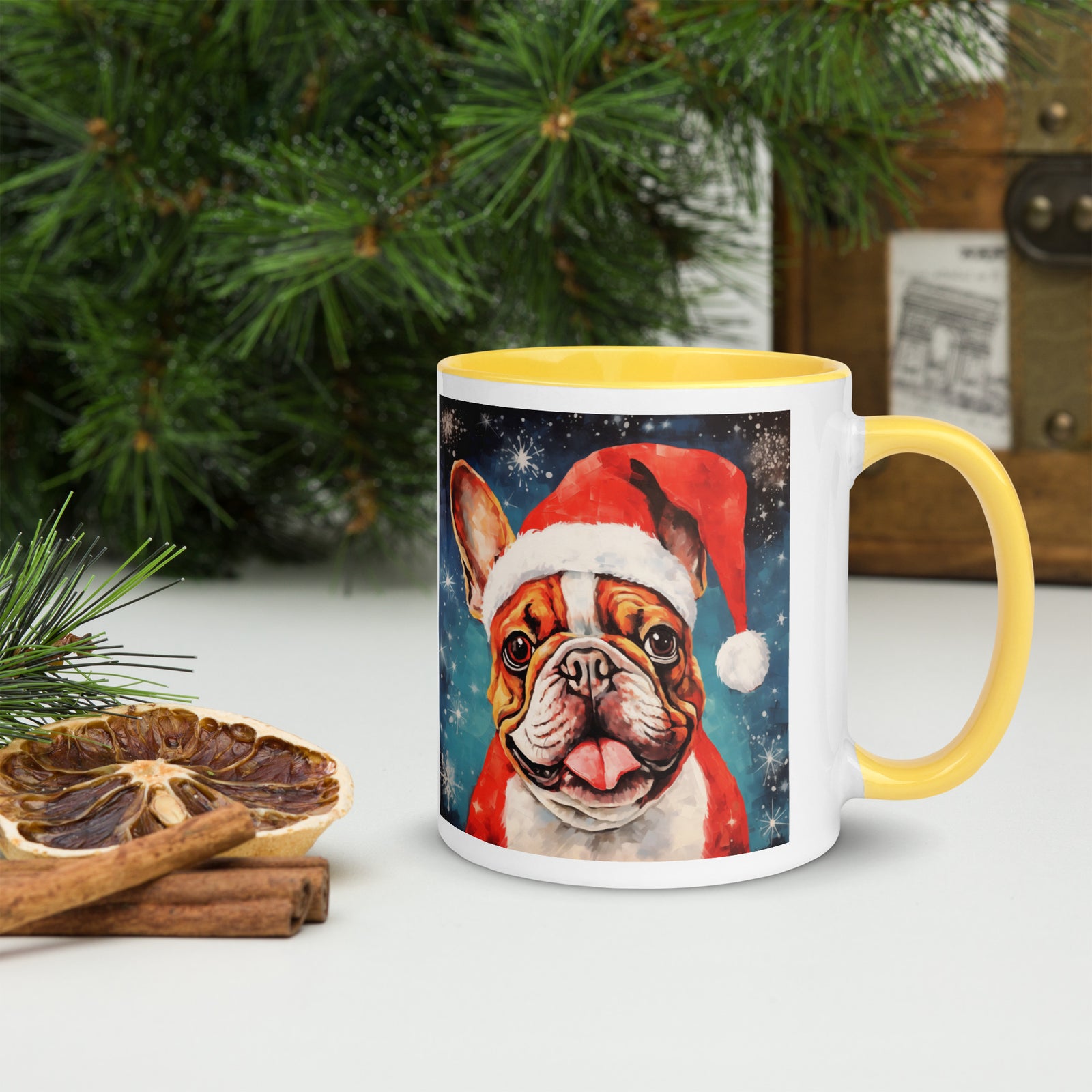 Mug with Color Inside French Bulldog - Merry woofmaas