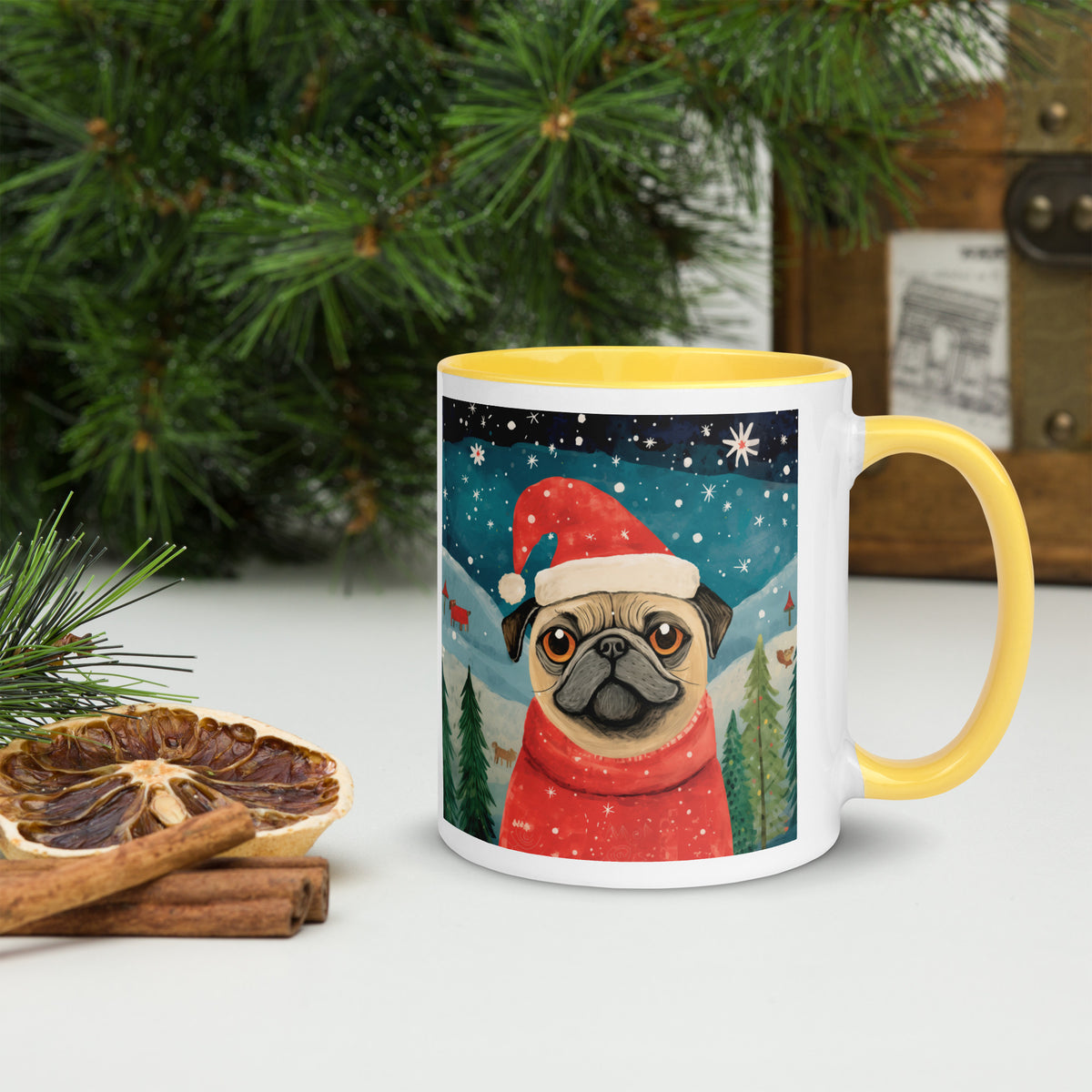 Mug with Color Inside Pug -Merry Woofmas
