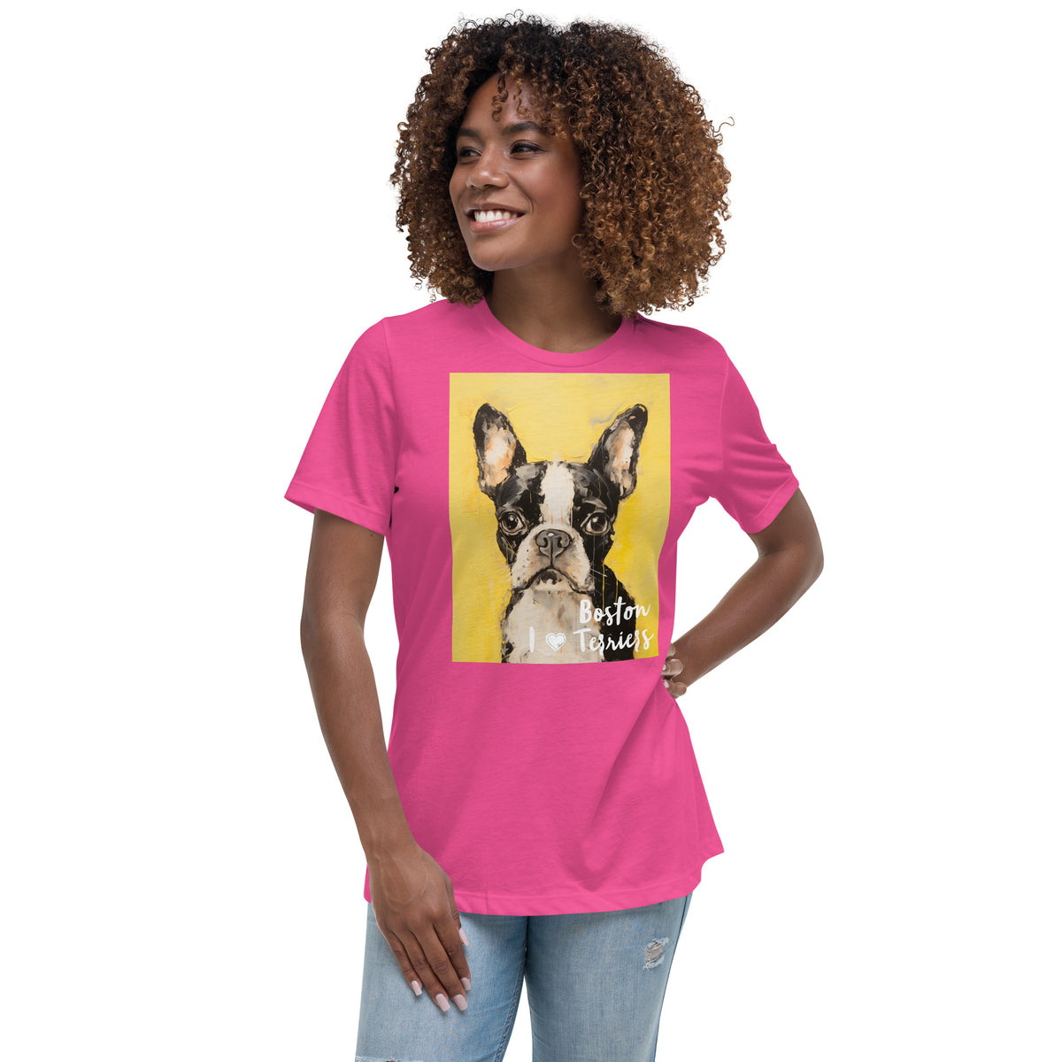 Women's Relaxed T-Shirt - I ❤ Dogs - Boston Terrier