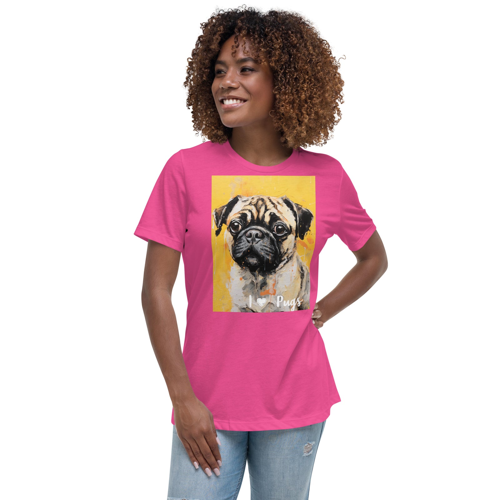 Women's Relaxed T-Shirt - I ❤ Dogs - Pug