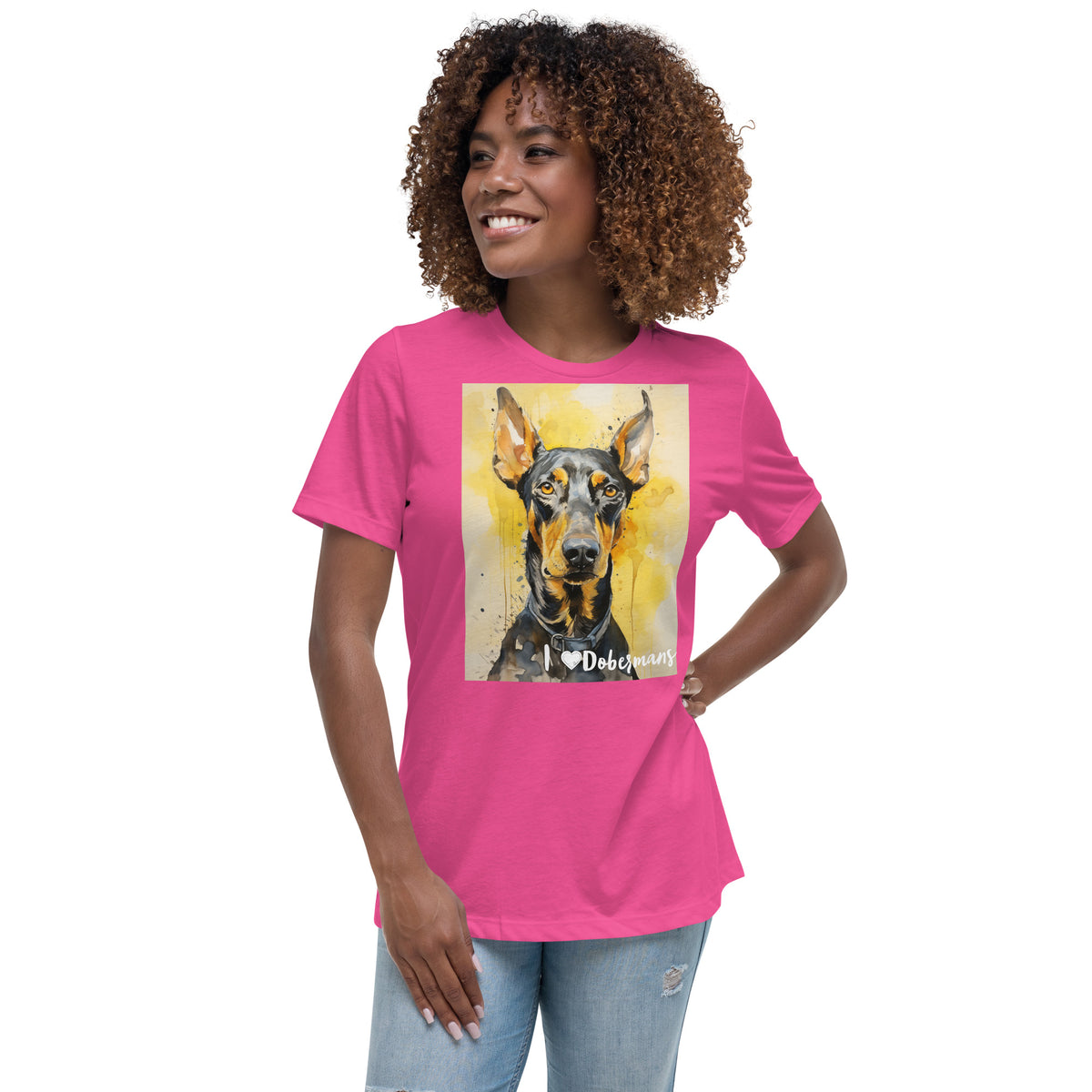 Women's Relaxed T-Shirt - I ❤ Dogs - Doberman Pinscher