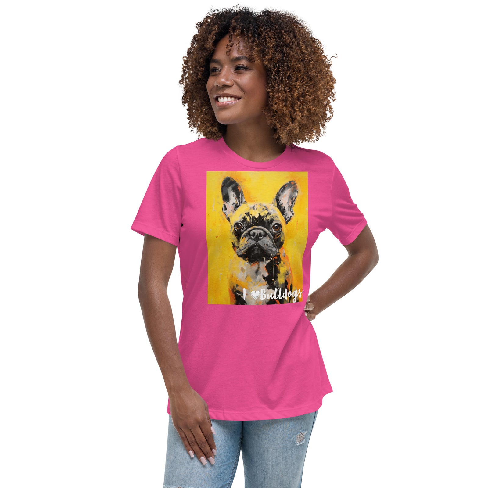 Women's Relaxed T-Shirt - I ❤ Dogs - Bulldog