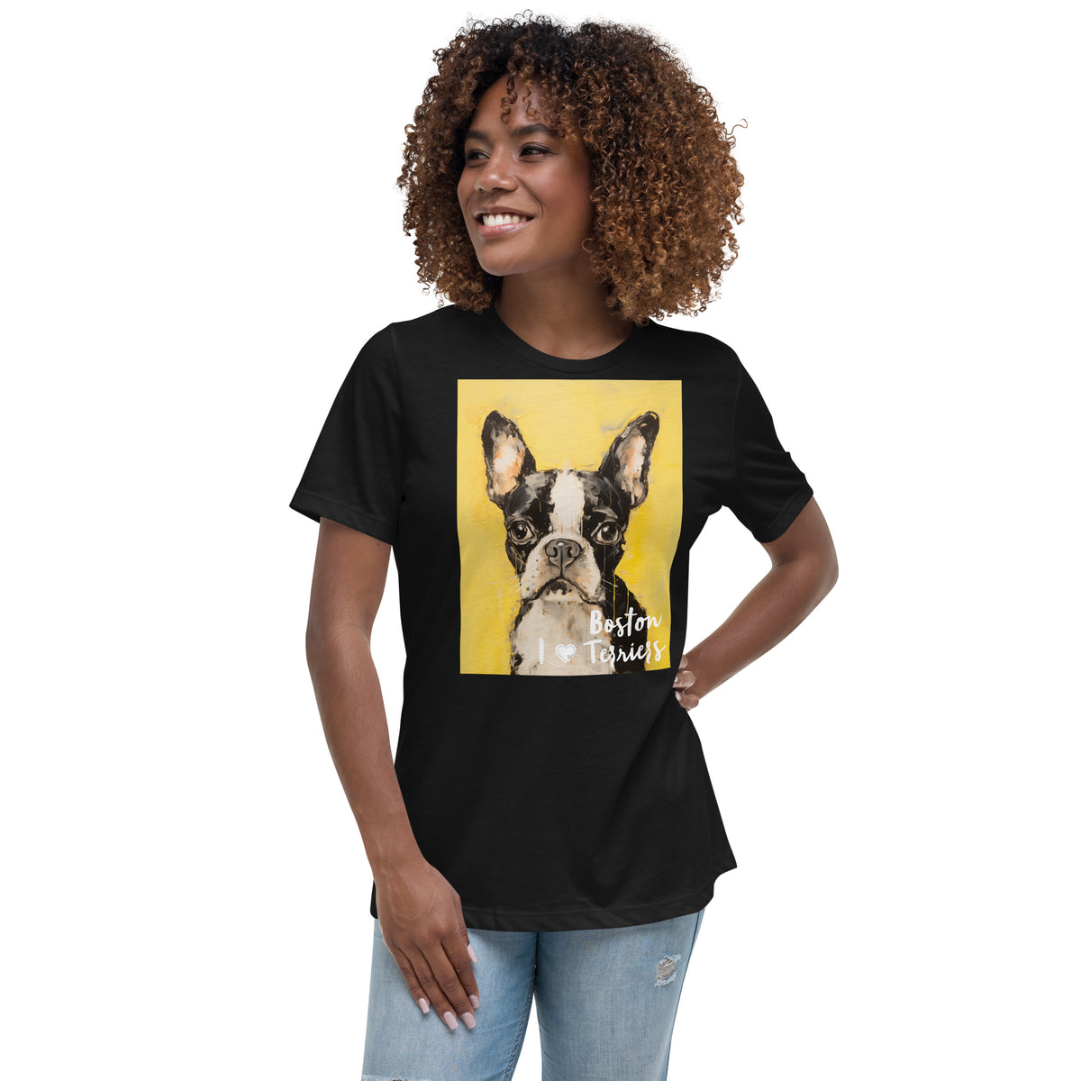 Women's Relaxed T-Shirt - I ❤ Dogs - Boston Terrier