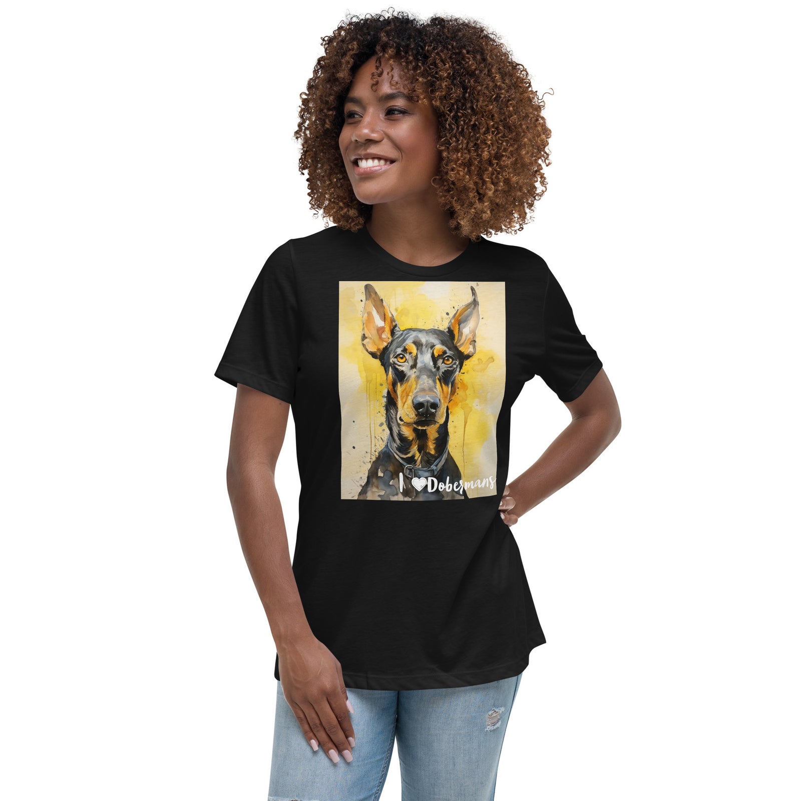 Women's Relaxed T-Shirt - I ❤ Dogs - Doberman Pinscher