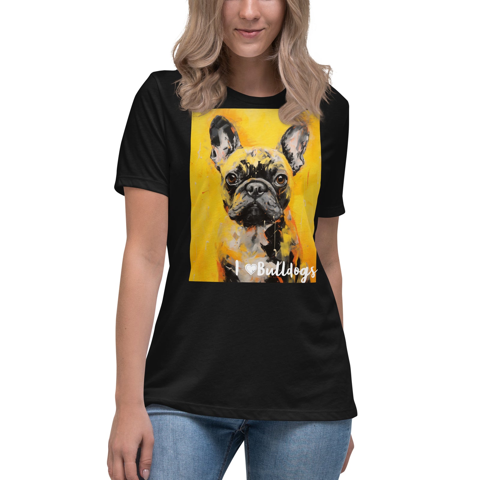 Women's Relaxed T-Shirt - I ❤ Dogs - Bulldog