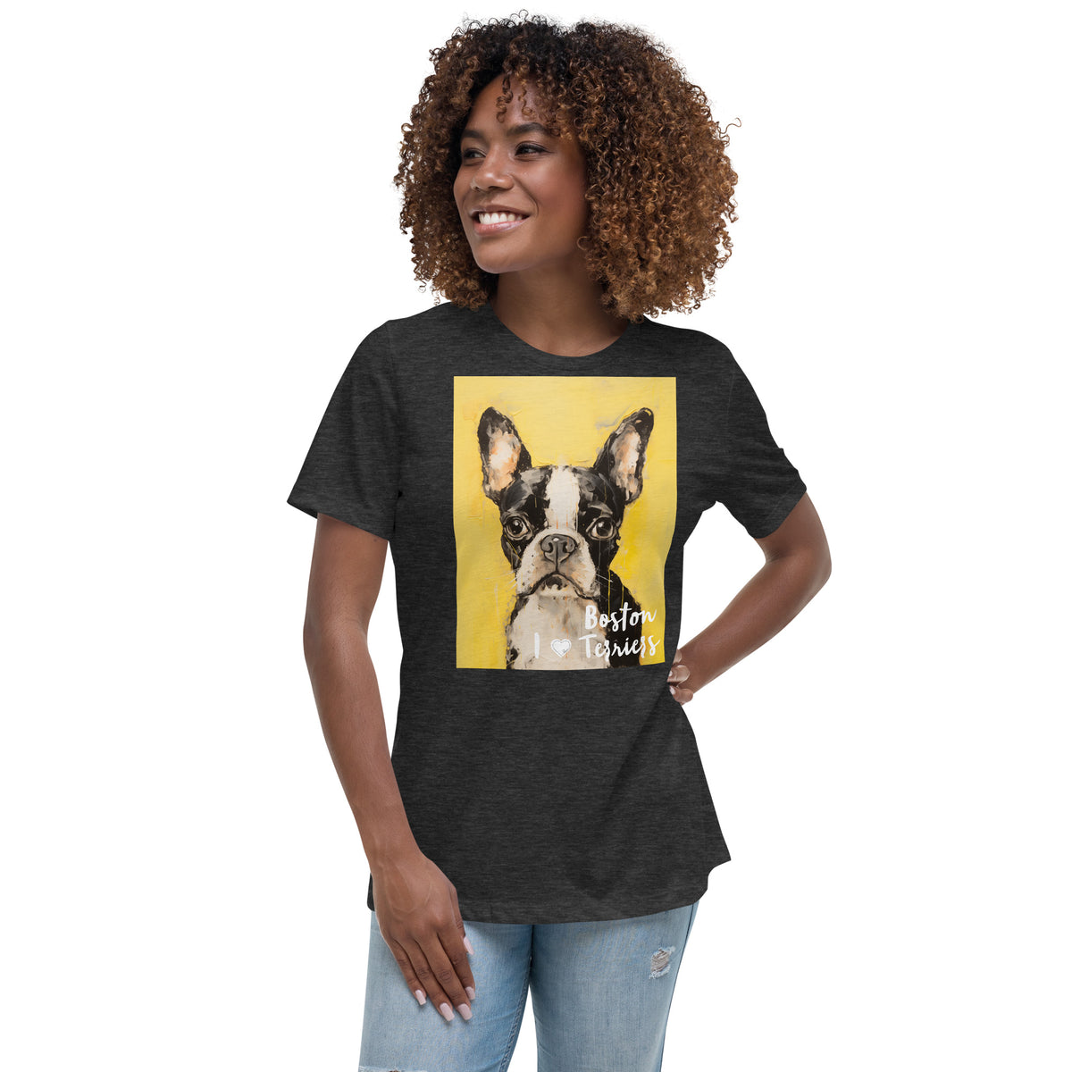 Women's Relaxed T-Shirt - I ❤ Dogs - Boston Terrier
