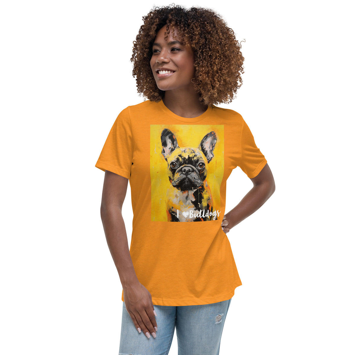 Women's Relaxed T-Shirt - I ❤ Dogs - Bulldog