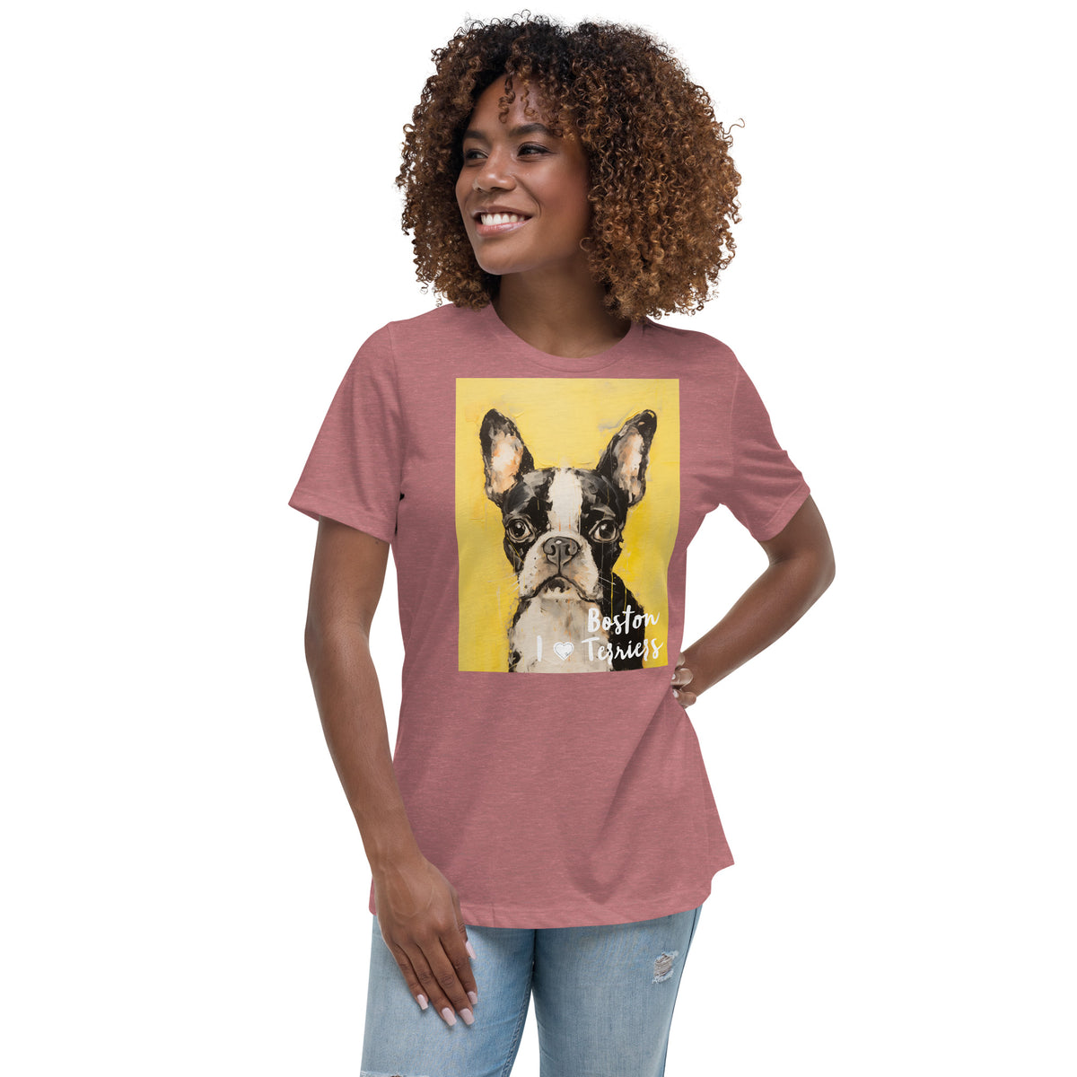 Women's Relaxed T-Shirt - I ❤ Dogs - Boston Terrier
