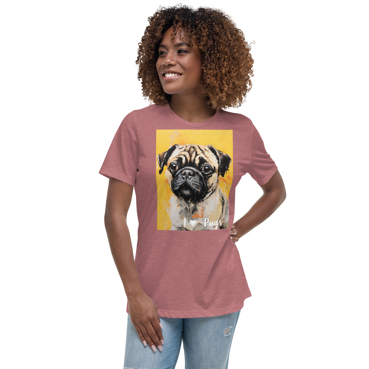 Women's Relaxed T-Shirt - I ❤ Dogs - Pug
