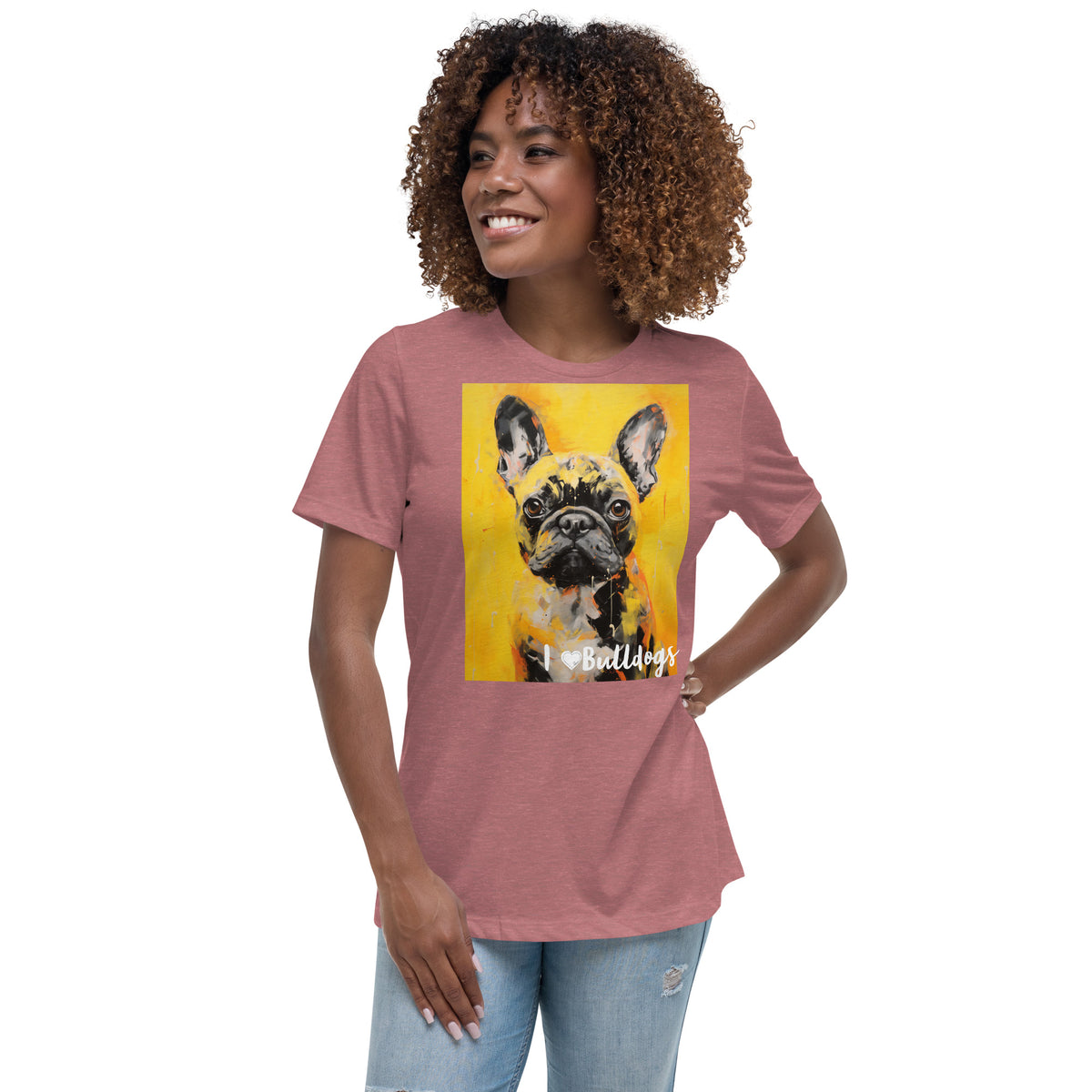 Women's Relaxed T-Shirt - I ❤ Dogs - Bulldog