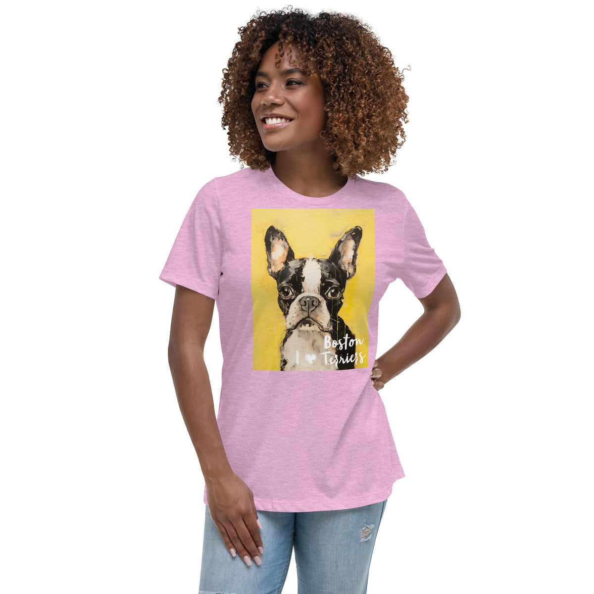 Women's Relaxed T-Shirt - I ❤ Dogs - Boston Terrier