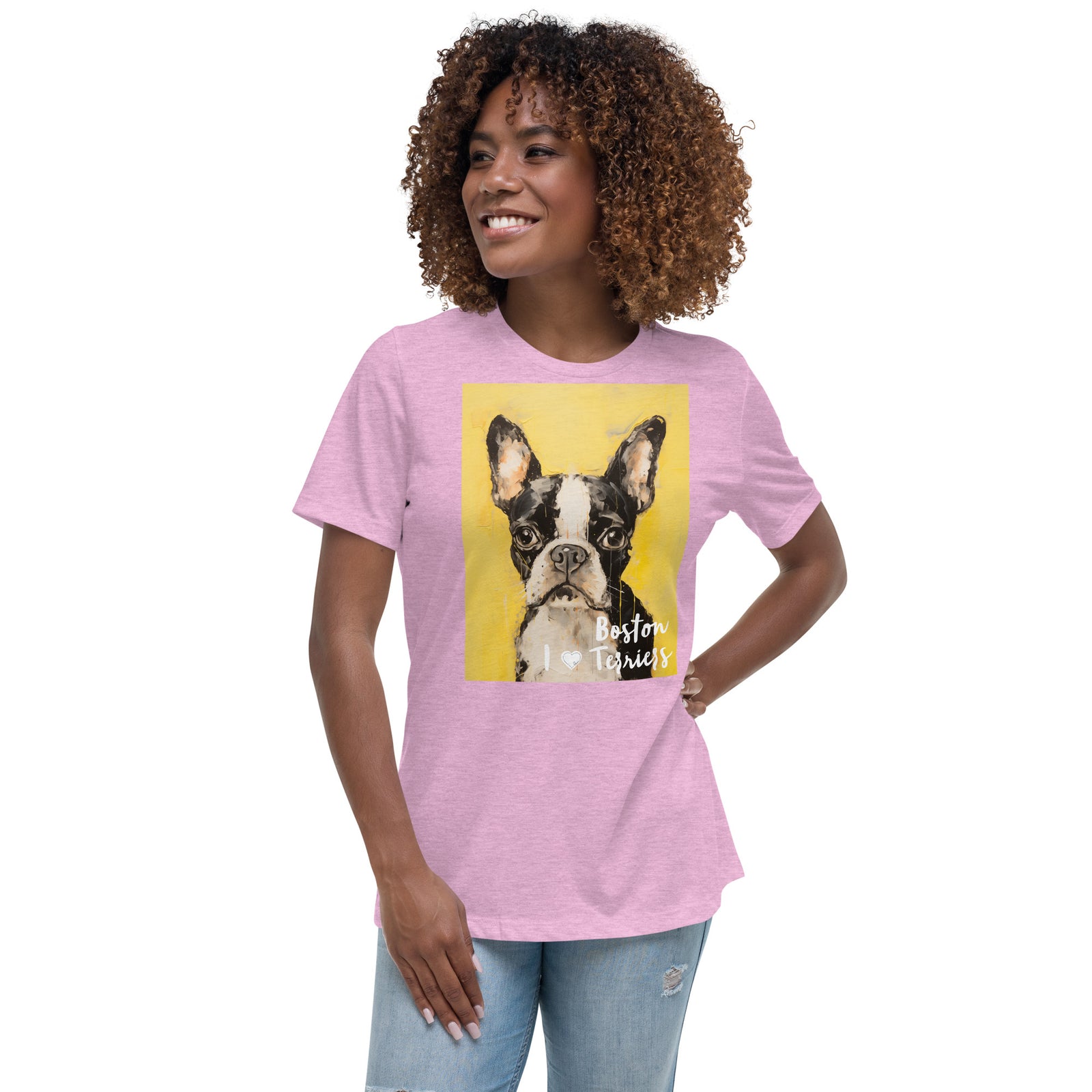 Women's Relaxed T-Shirt - I ❤ Dogs - Boston Terrier