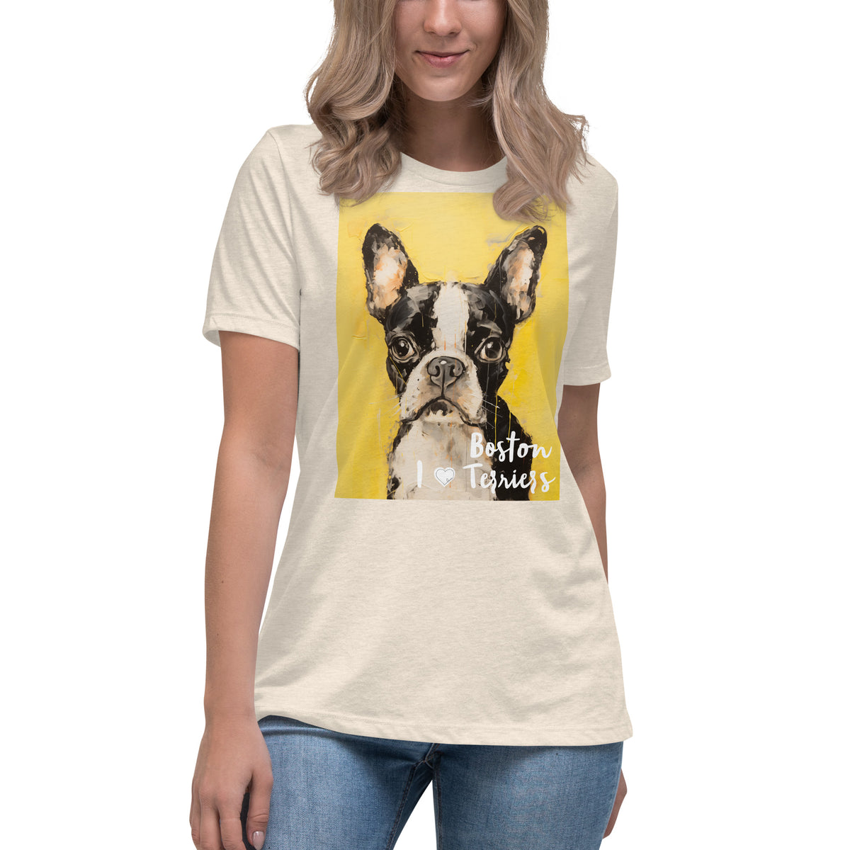 Women's Relaxed T-Shirt - I ❤ Dogs - Boston Terrier