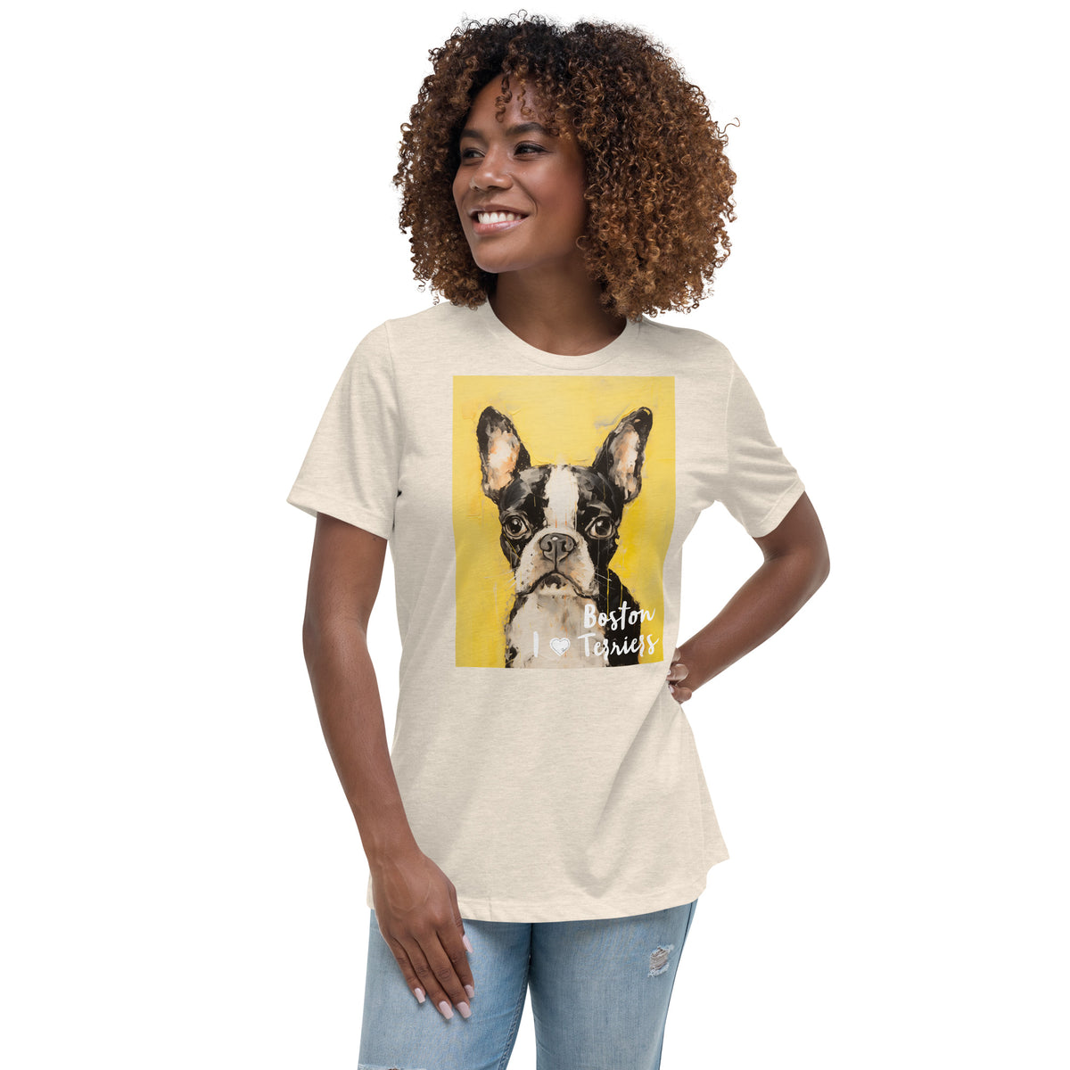 Women's Relaxed T-Shirt - I ❤ Dogs - Boston Terrier