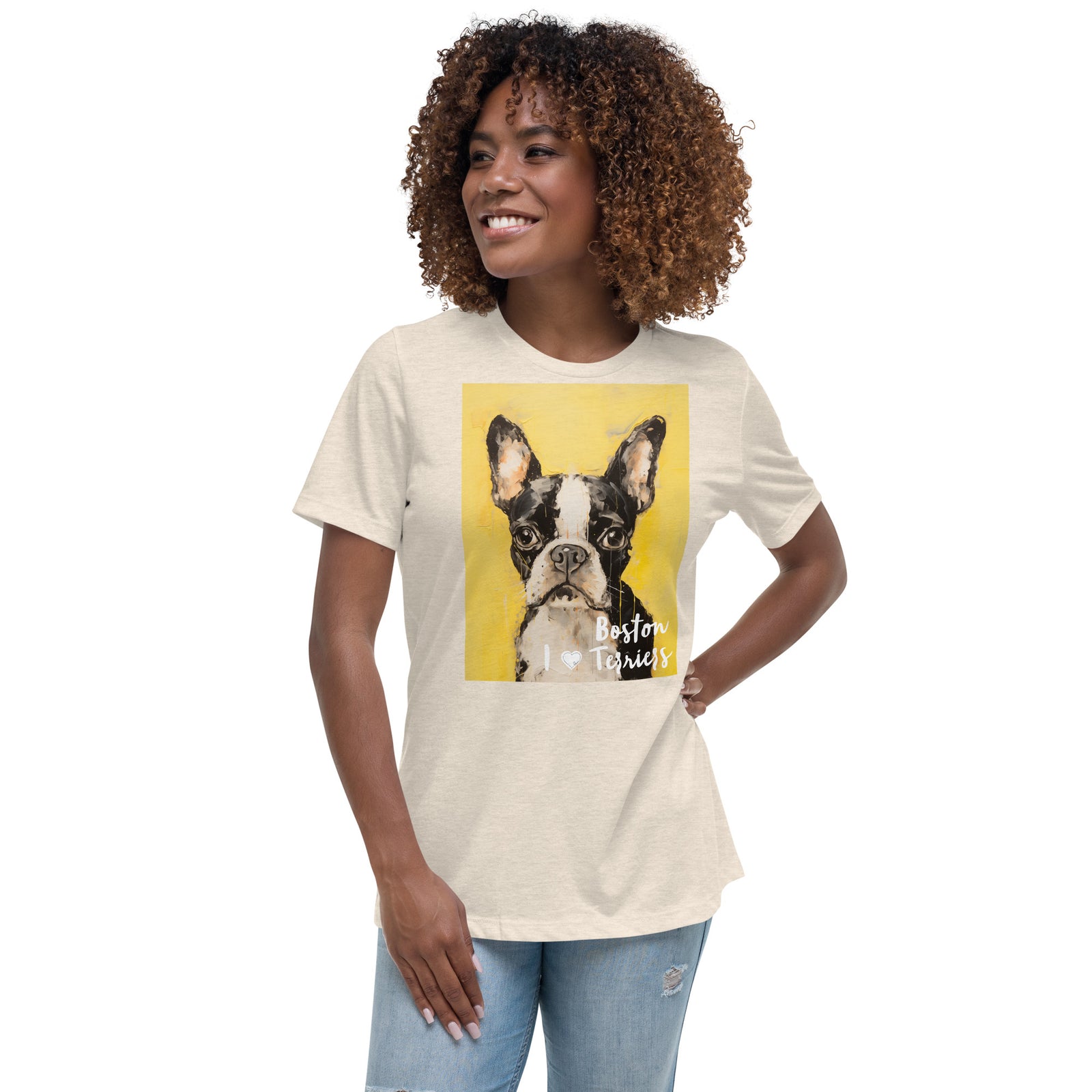 Women's Relaxed T-Shirt - I ❤ Dogs - Boston Terrier