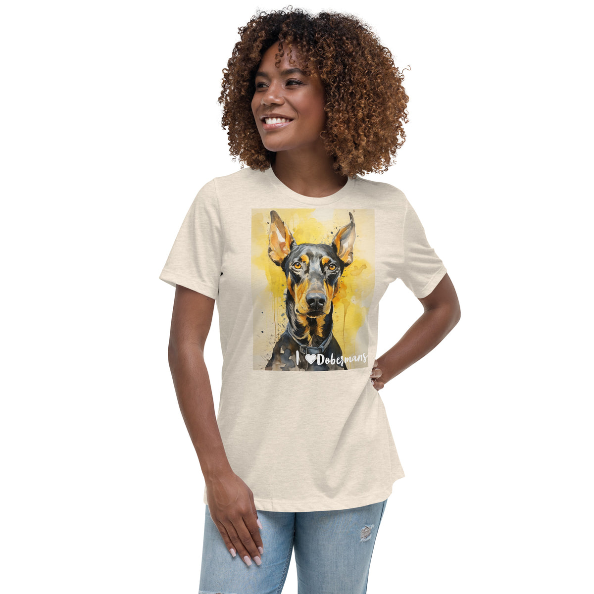 Women's Relaxed T-Shirt - I ❤ Dogs - Doberman Pinscher