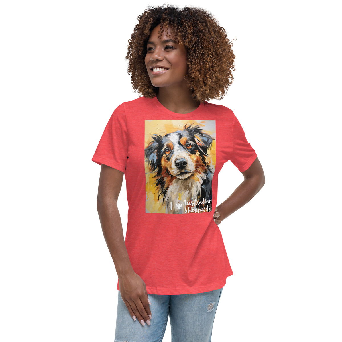 Women's Relaxed T-Shirt - I ❤ Dogs - Australian Shepherd