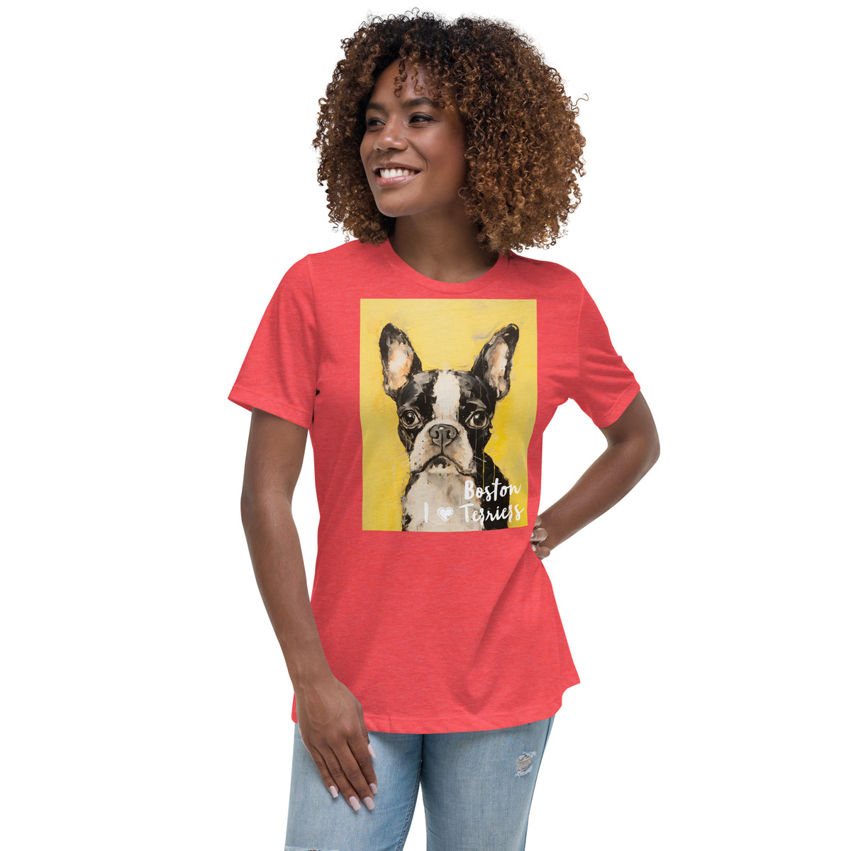 Women's Relaxed T-Shirt - I ❤ Dogs - Boston Terrier