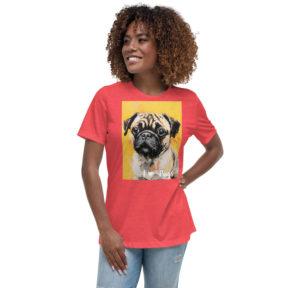 Women's Relaxed T-Shirt - I ❤ Dogs - Pug