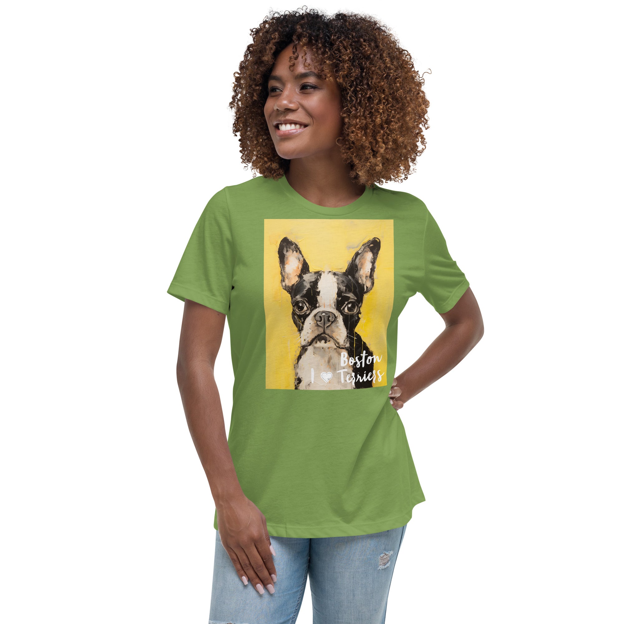 Women's Relaxed T-Shirt - I ❤ Dogs - Boston Terrier