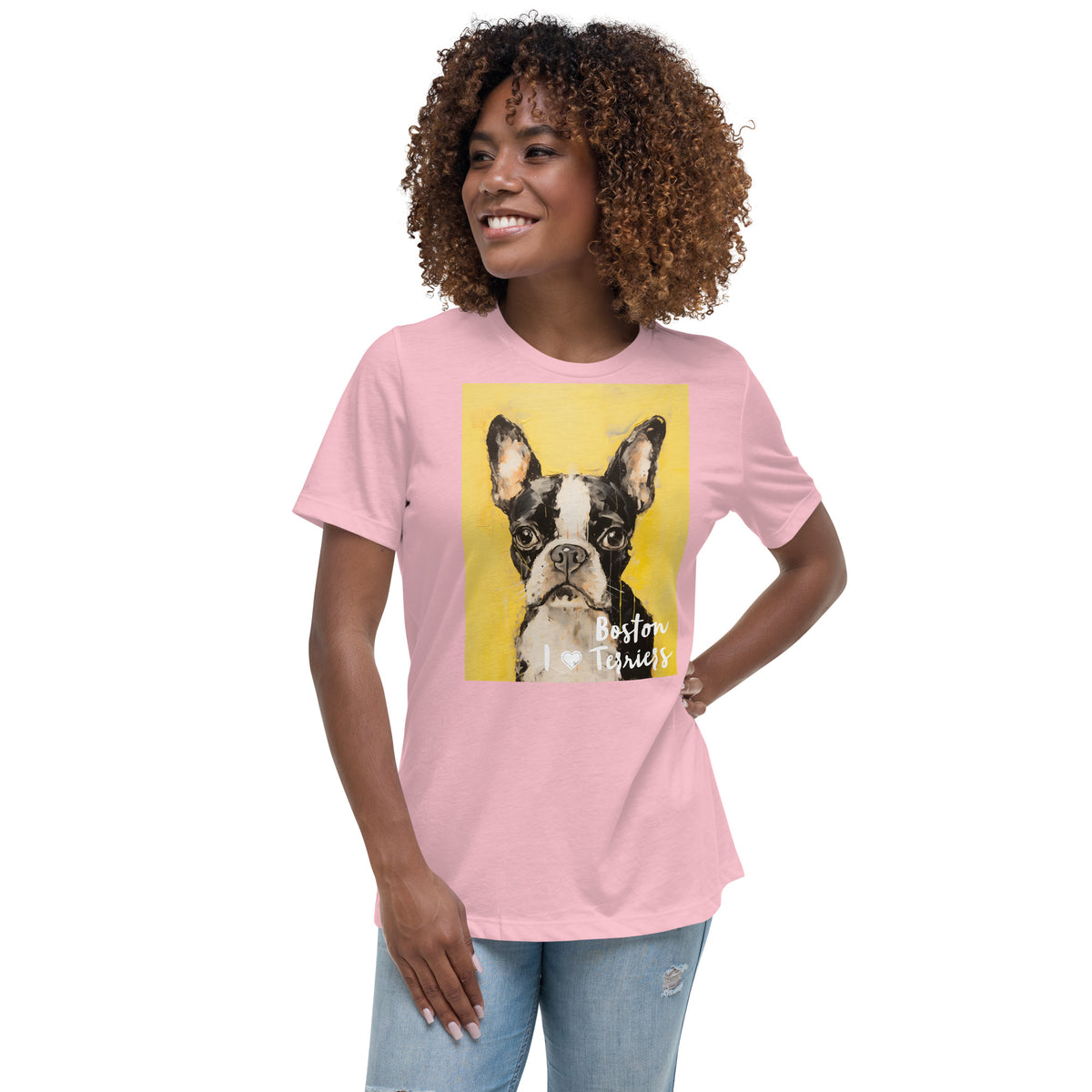 Women's Relaxed T-Shirt - I ❤ Dogs - Boston Terrier