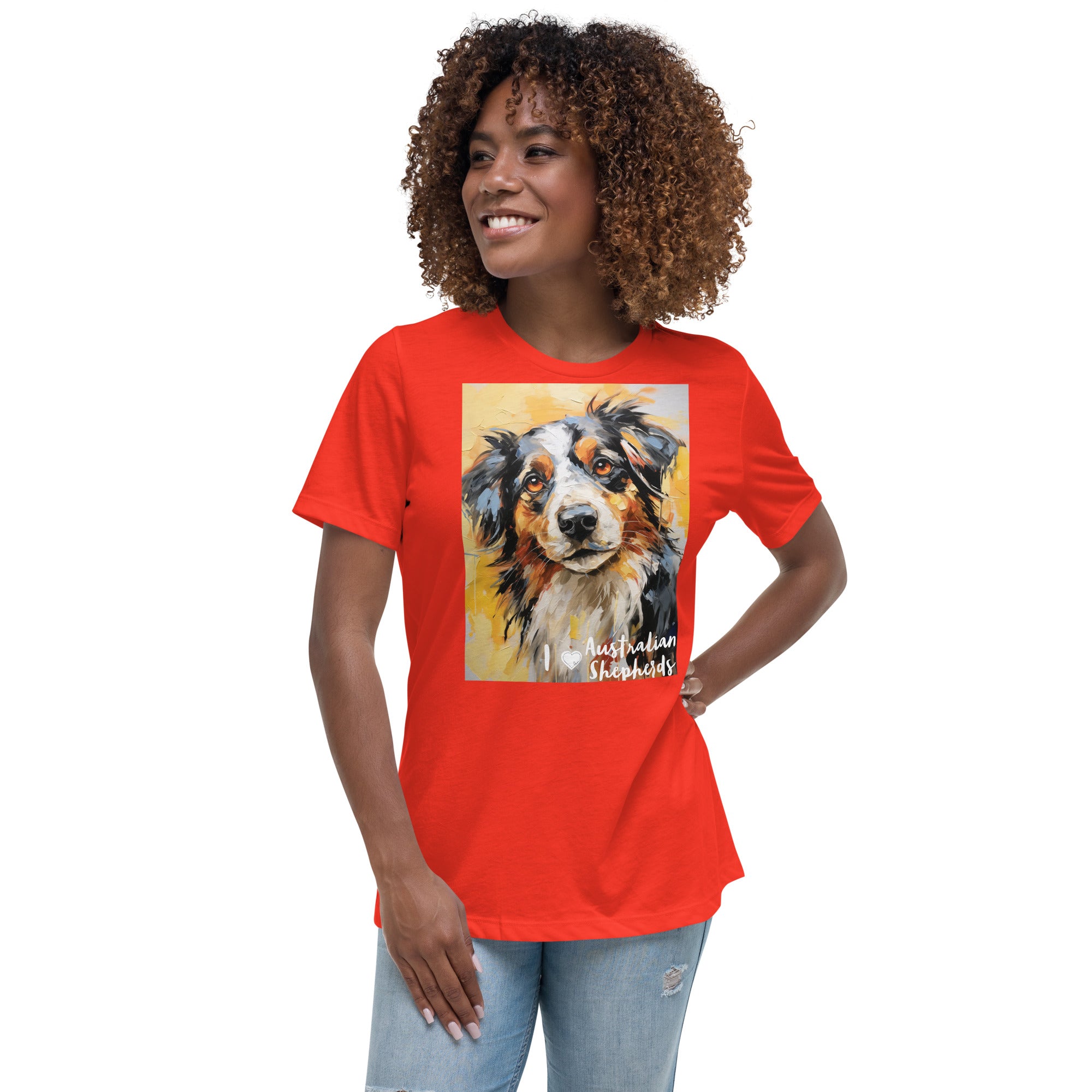 Women's Relaxed T-Shirt - I ❤ Dogs - Australian Shepherd